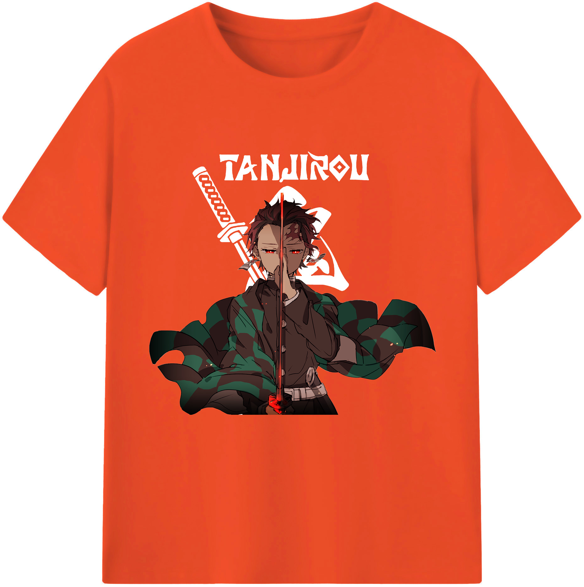 （画像用） 鬼滅の刃 竈門 炭治郎／かまど たんじろう Kamado Tanjirou 綿100％半袖Tシャツ（フロントプリント）