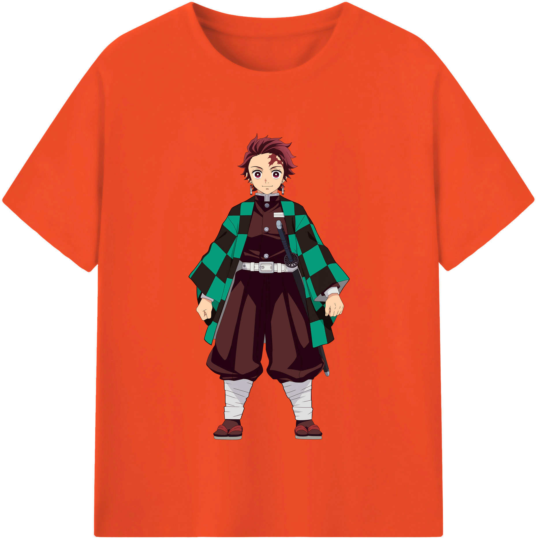 （画像用） 鬼滅の刃 竈門 炭治郎／かまど たんじろう Kamado Tanjirou 綿100％半袖Tシャツ（フロントプリント）