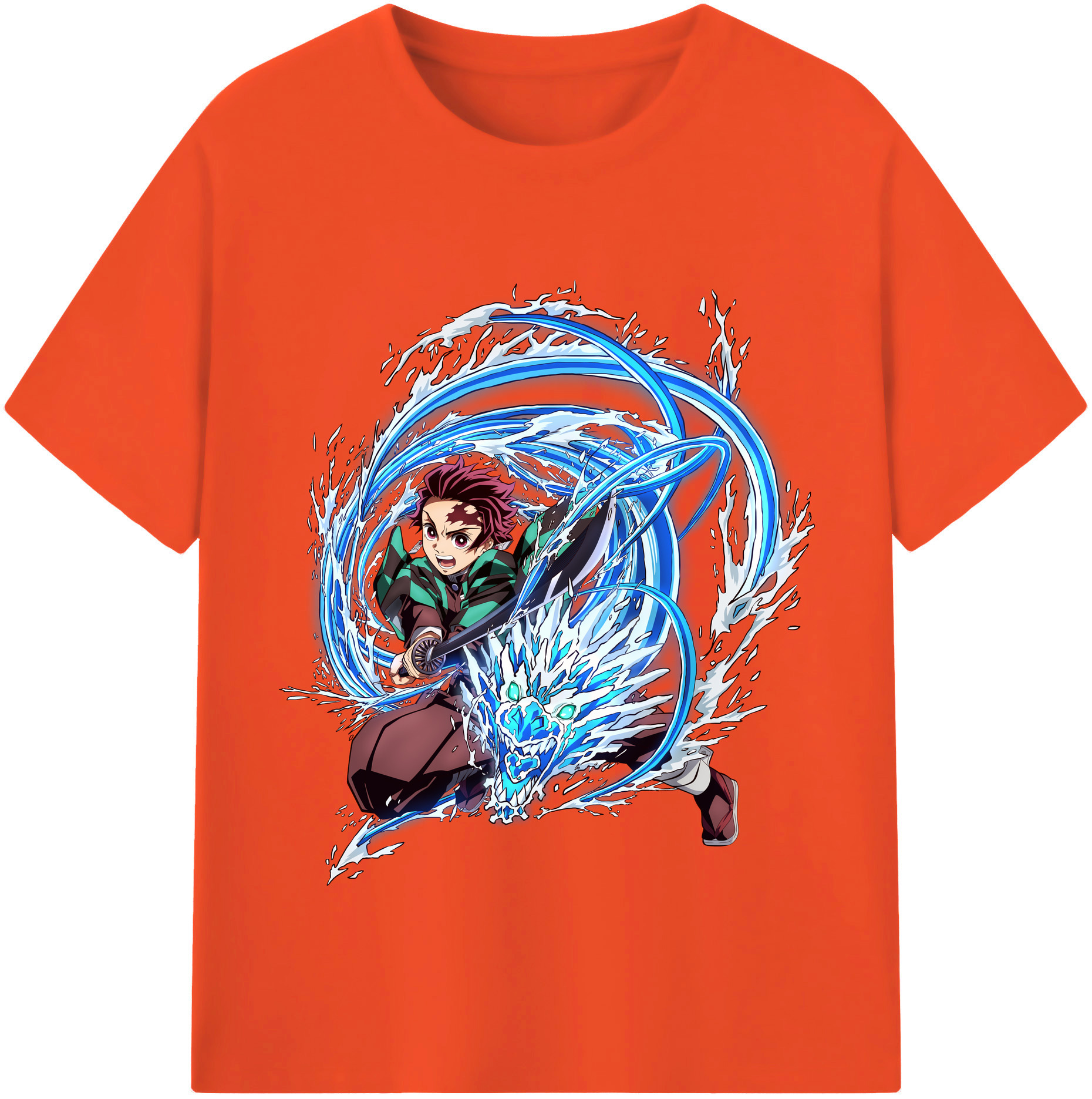 （画像用） 鬼滅の刃 竈門 炭治郎／かまど たんじろう Kamado Tanjirou 綿100％半袖Tシャツ（フロントプリント）