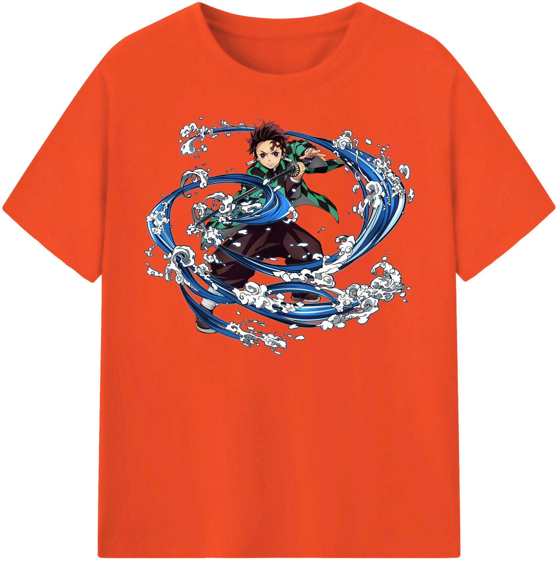 （画像用） 鬼滅の刃 竈門 炭治郎／かまど たんじろう Kamado Tanjirou 綿100％半袖Tシャツ（フロントプリント）