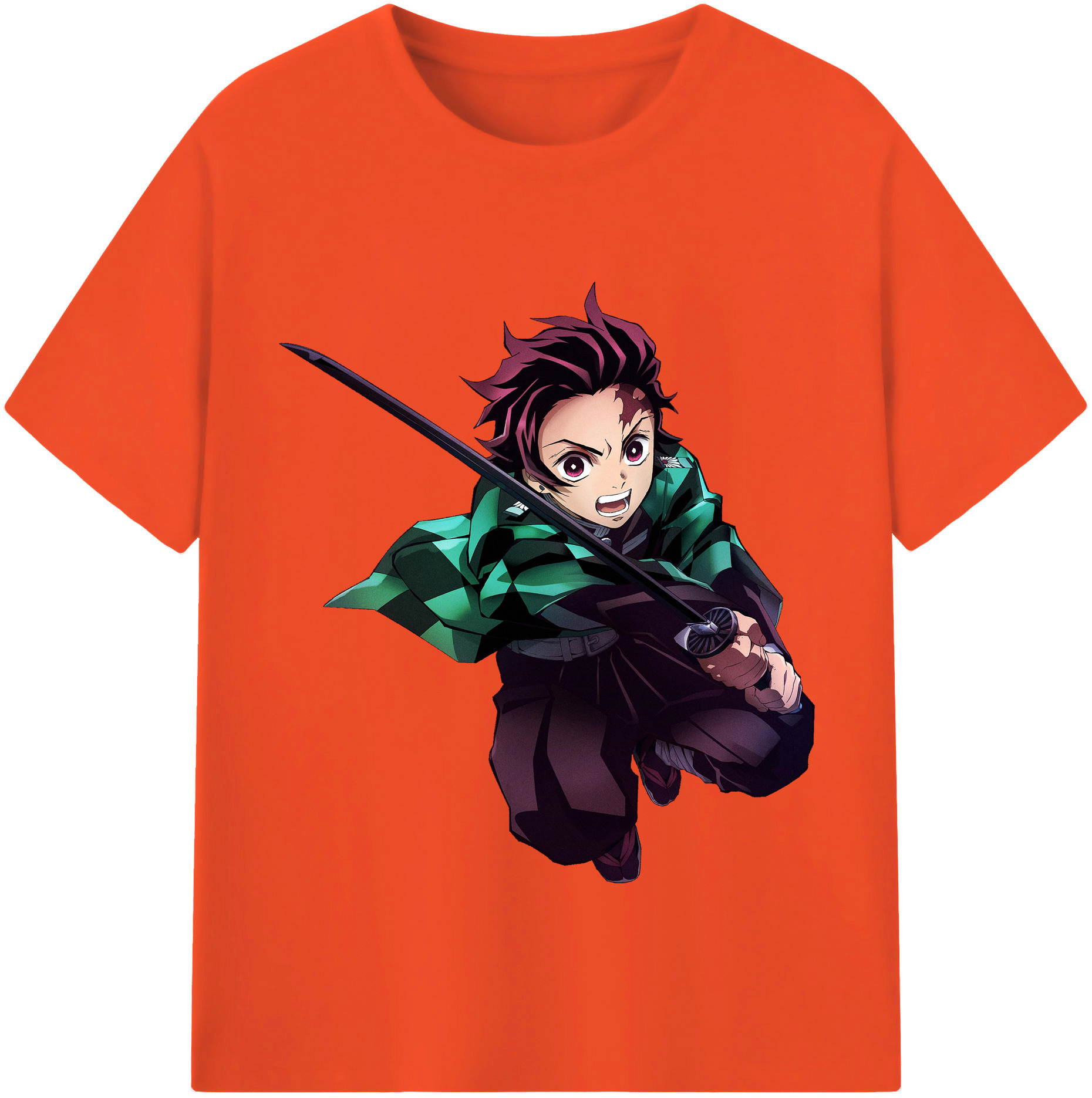 （画像用） 鬼滅の刃 竈門 炭治郎／かまど たんじろう Kamado Tanjirou 綿100％半袖Tシャツ（フロントプリント）