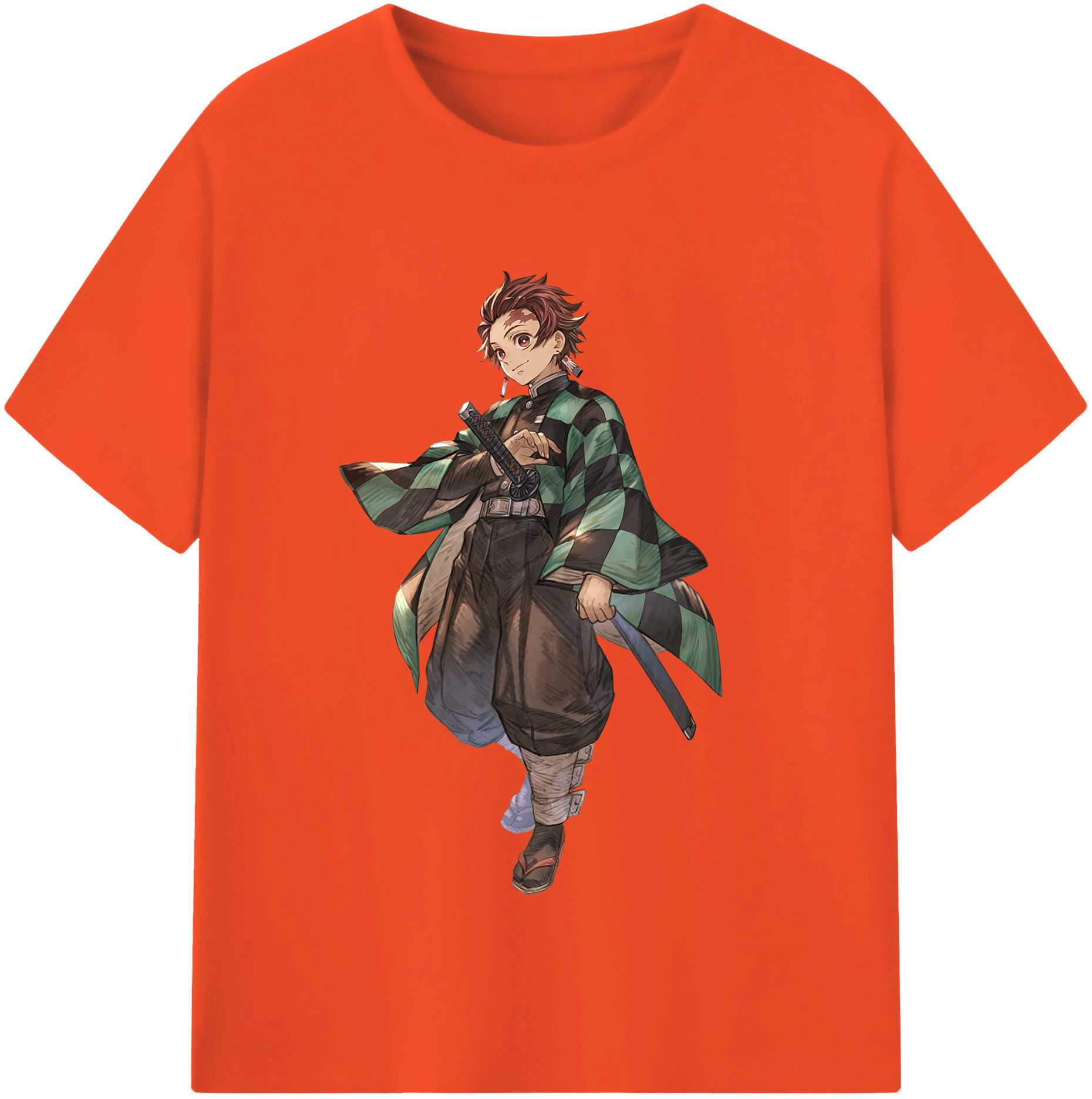 （画像用） 鬼滅の刃 竈門 炭治郎／かまど たんじろう Kamado Tanjirou 綿100％半袖Tシャツ（フロントプリント）