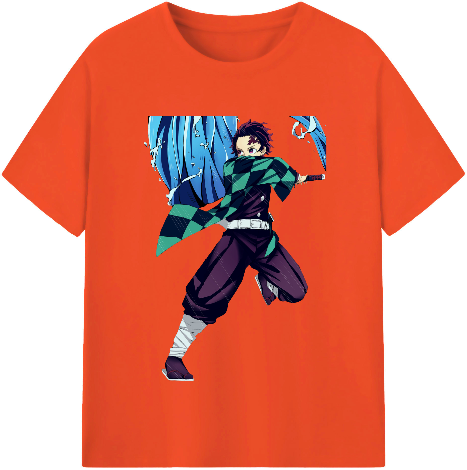 （画像用） 鬼滅の刃 竈門 炭治郎／かまど たんじろう Kamado Tanjirou 綿100％半袖Tシャツ（フロントプリント）