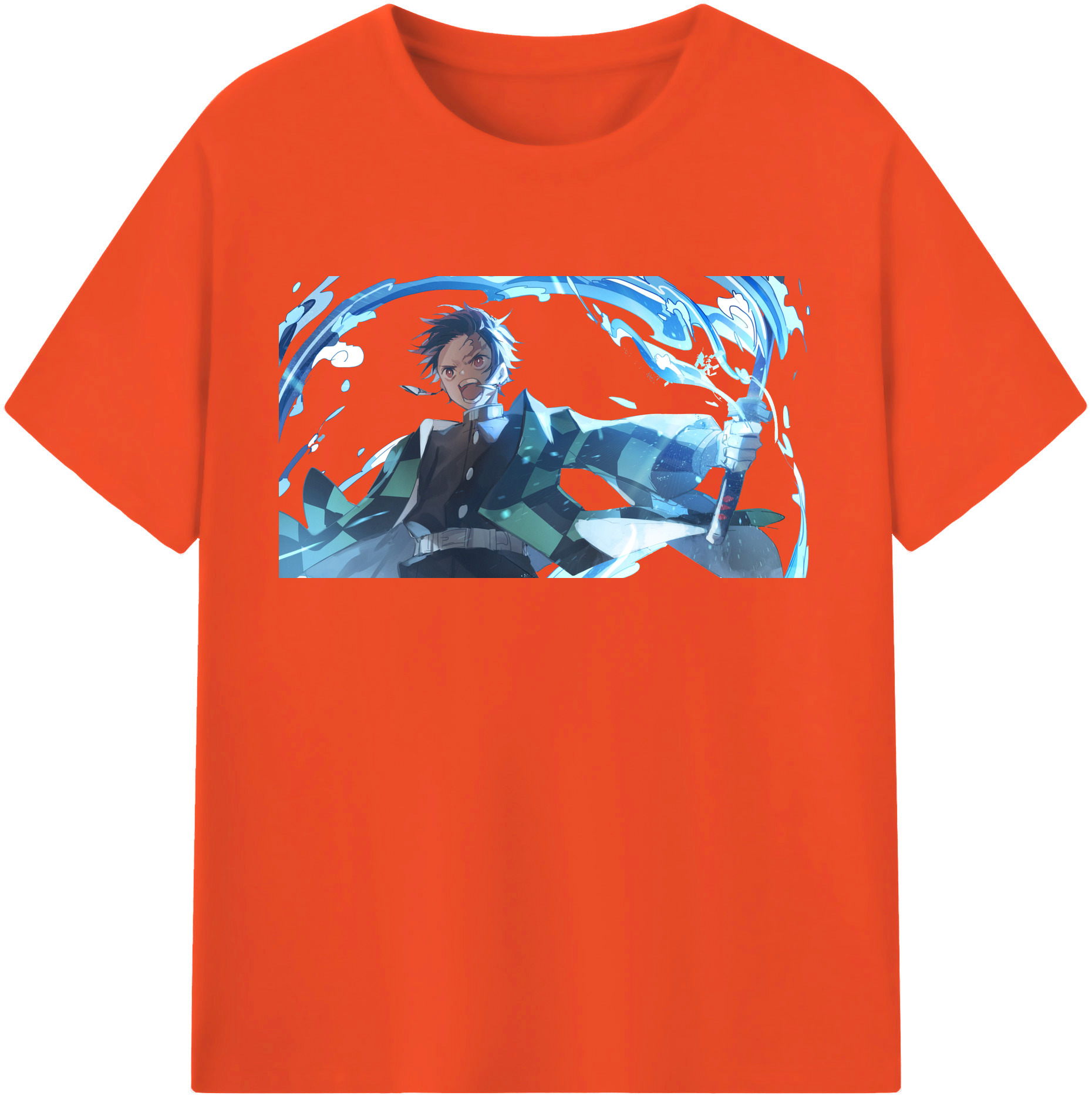 （画像用） 鬼滅の刃 竈門 炭治郎／かまど たんじろう Kamado Tanjirou 綿100％半袖Tシャツ（フロントプリント）