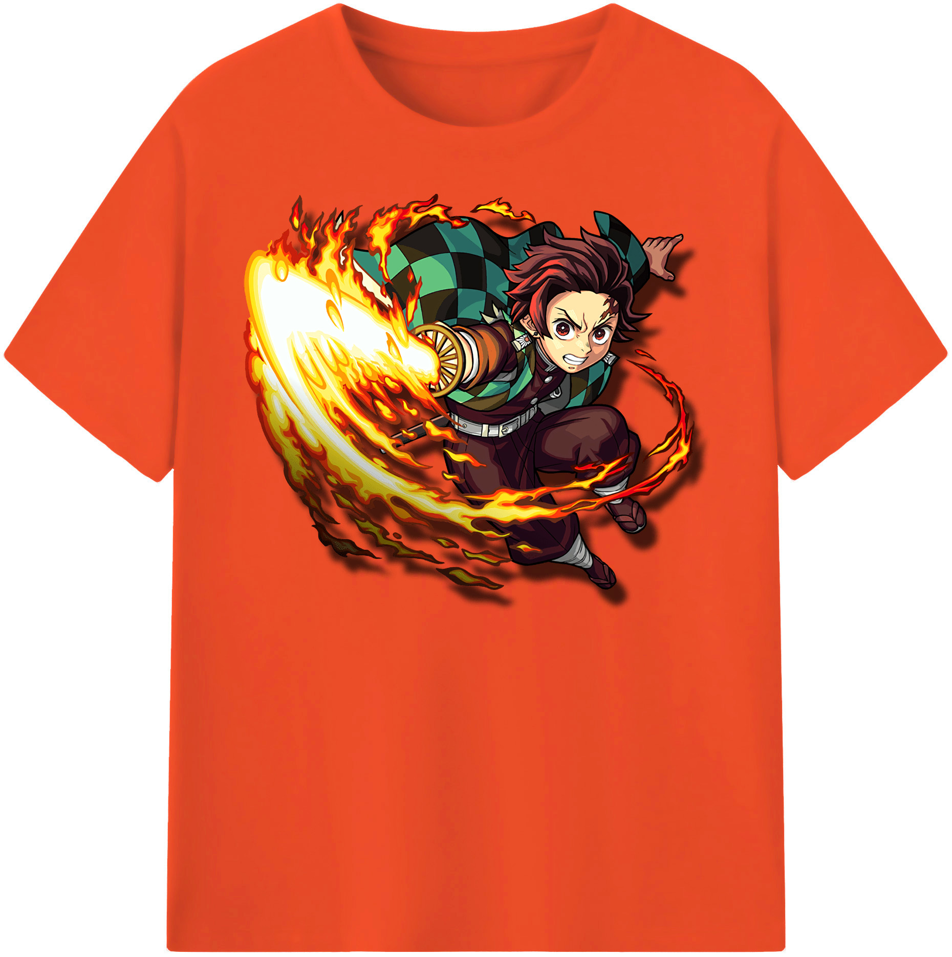 （画像用） 鬼滅の刃 竈門 炭治郎／かまど たんじろう Kamado Tanjirou 綿100％半袖Tシャツ（フロントプリント）