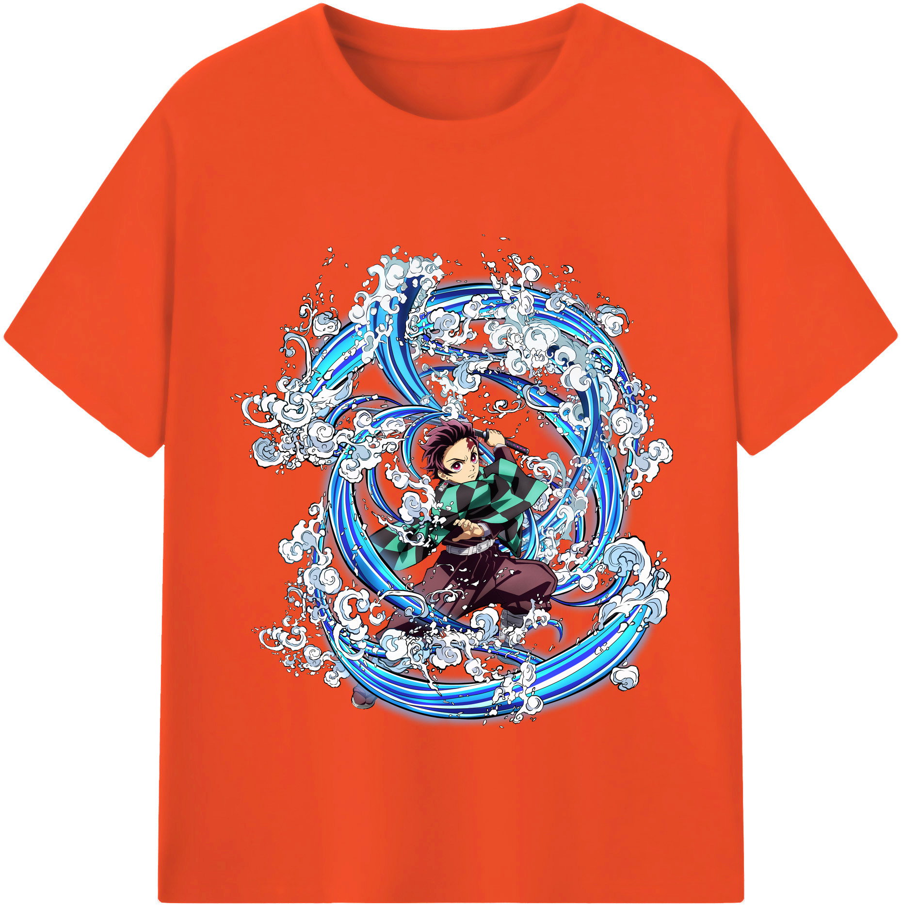 （画像用） 鬼滅の刃 竈門 炭治郎／かまど たんじろう Kamado Tanjirou 綿100％半袖Tシャツ（フロントプリント）