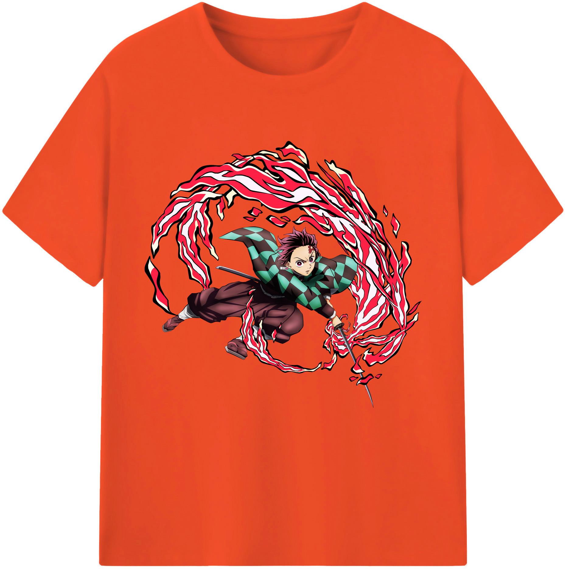 （画像用） 鬼滅の刃 竈門 炭治郎／かまど たんじろう Kamado Tanjirou 綿100％半袖Tシャツ（フロントプリント）