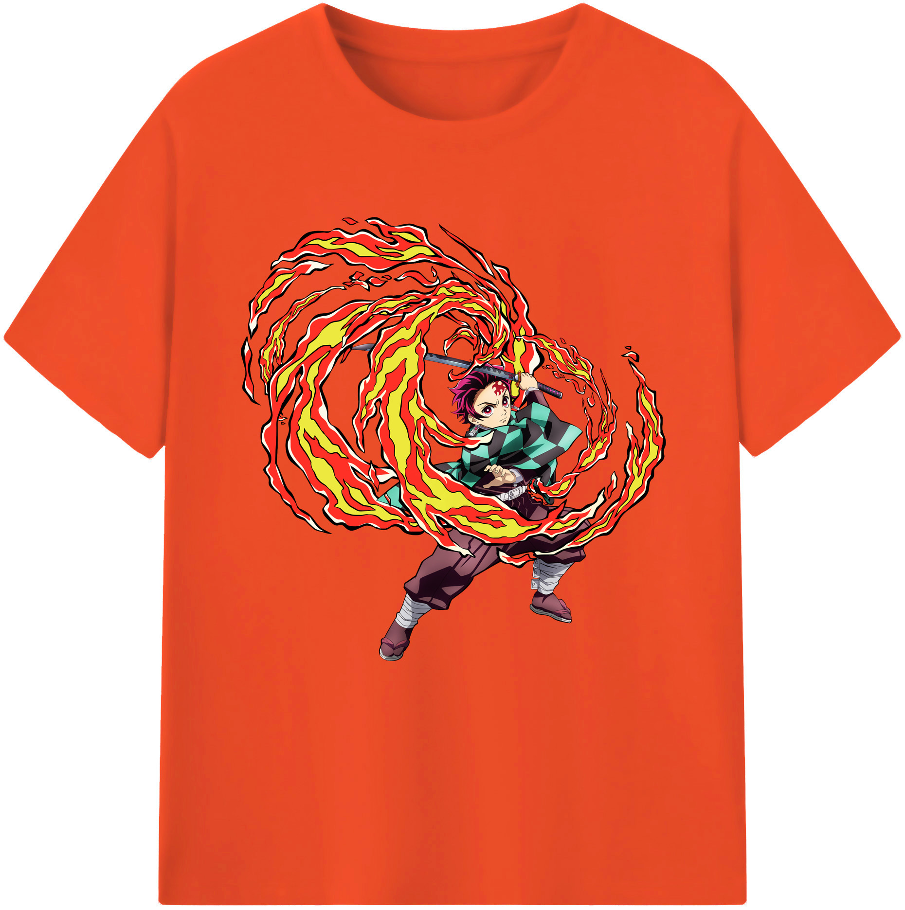 （画像用） 鬼滅の刃 竈門 炭治郎／かまど たんじろう Kamado Tanjirou 綿100％半袖Tシャツ（フロントプリント）