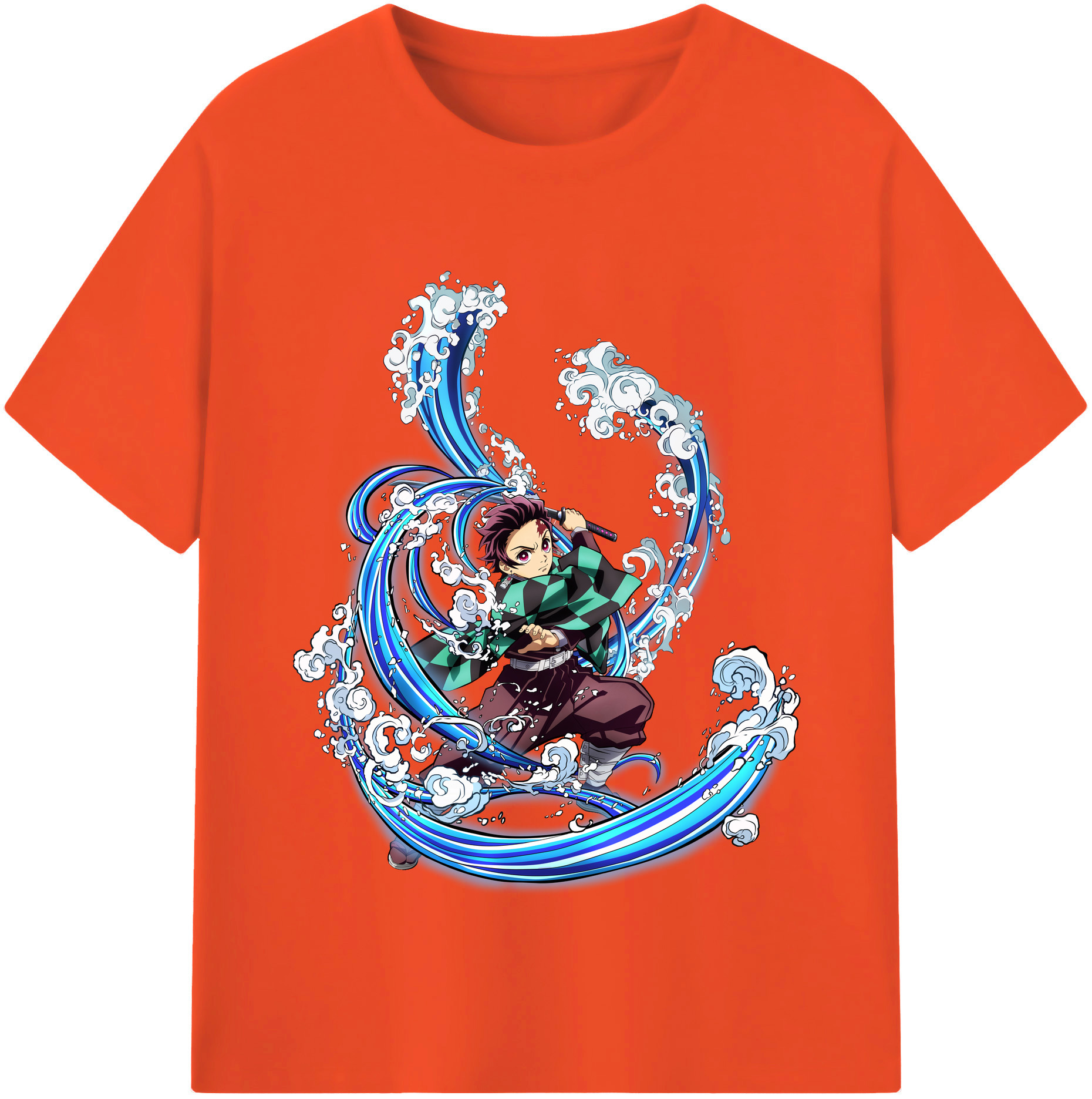（画像用） 鬼滅の刃 竈門 炭治郎／かまど たんじろう Kamado Tanjirou 綿100％半袖Tシャツ（フロントプリント）