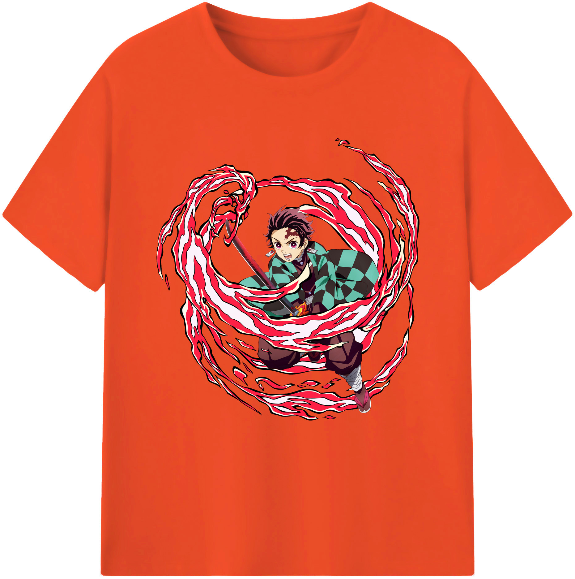（画像用） 鬼滅の刃 竈門 炭治郎／かまど たんじろう Kamado Tanjirou 綿100％半袖Tシャツ（フロントプリント）