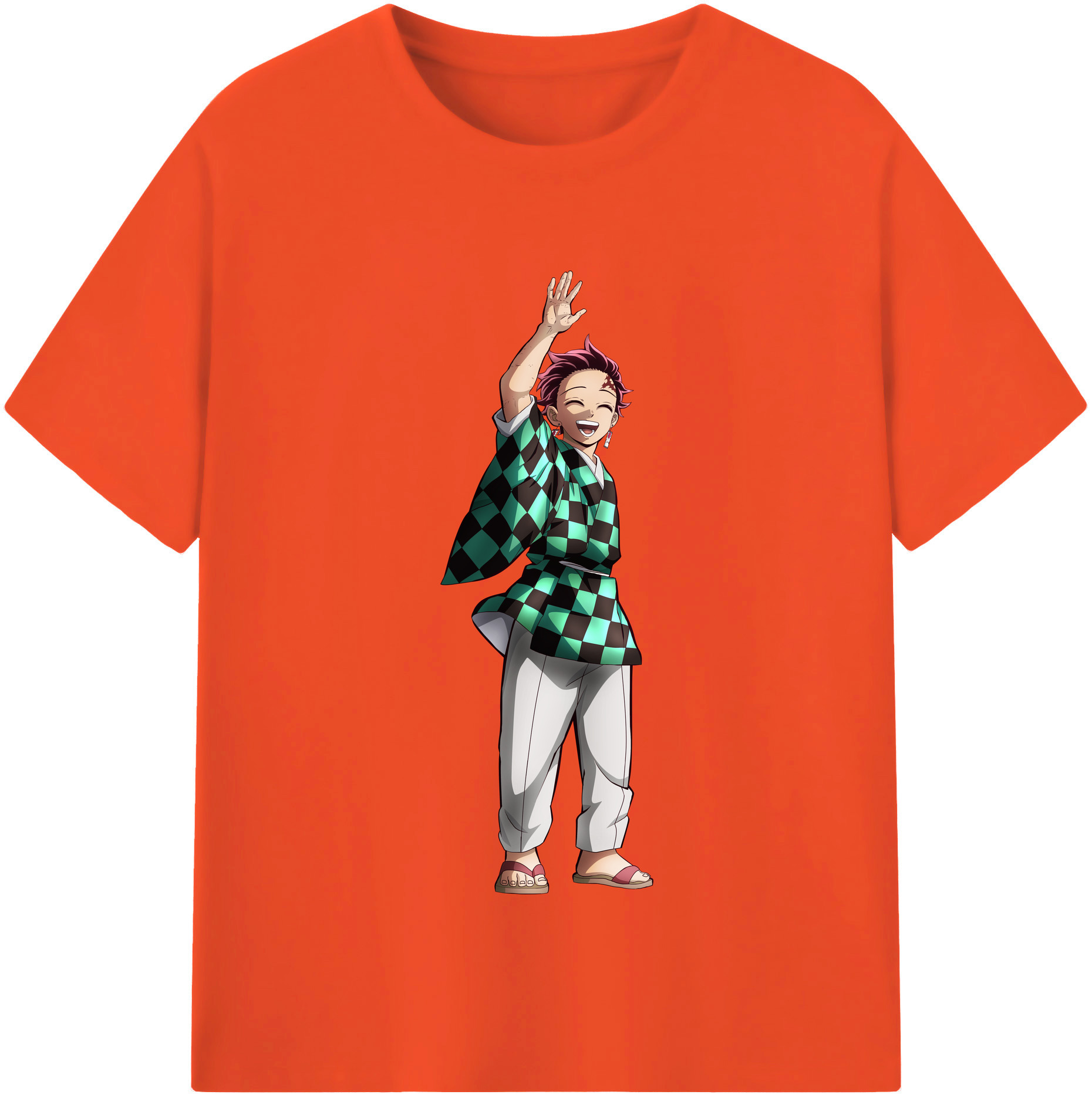 （画像用） 鬼滅の刃 竈門 炭治郎／かまど たんじろう Kamado Tanjirou 綿100％半袖Tシャツ（フロントプリント）
