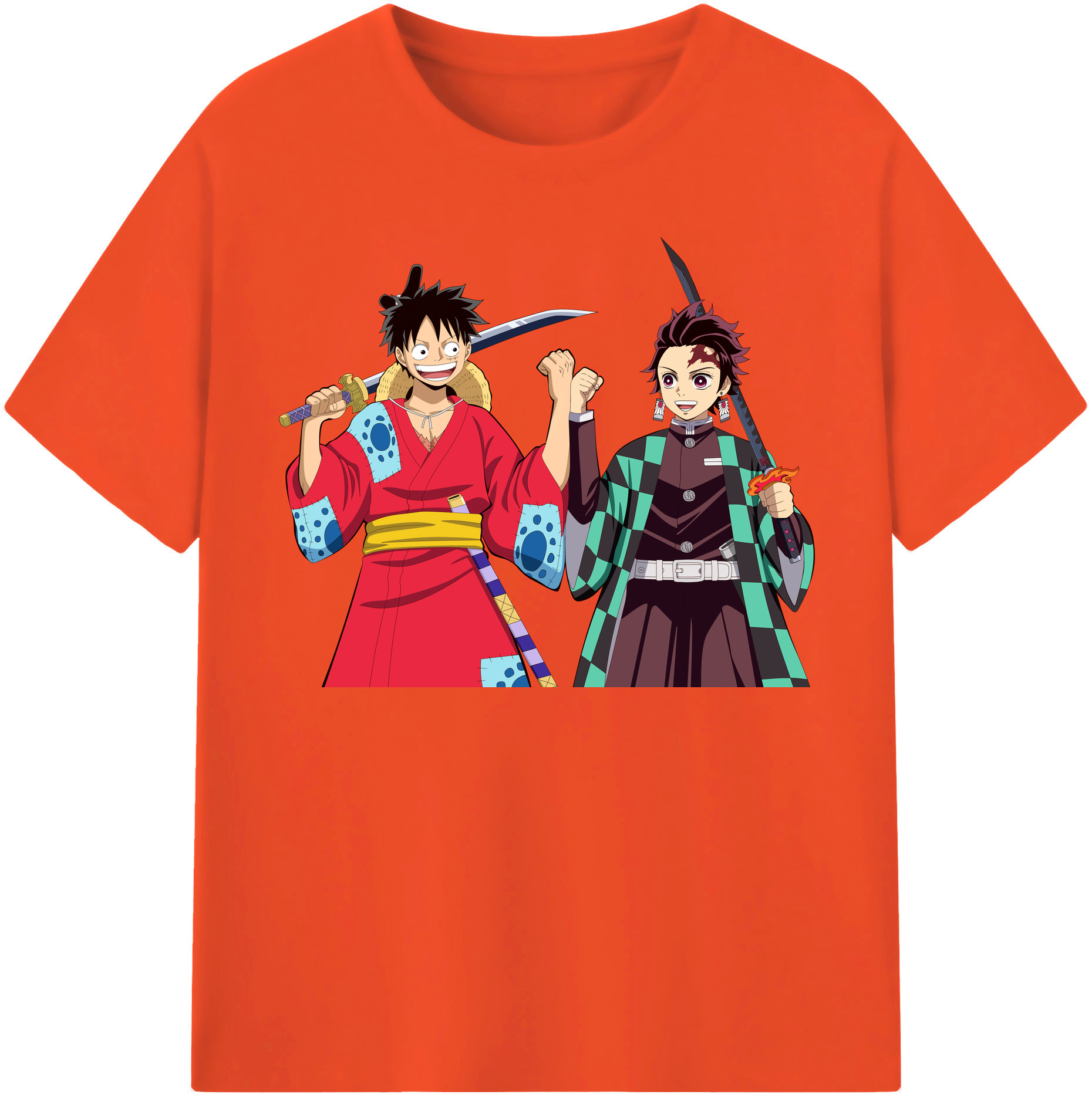 （画像用） 鬼滅の刃 竈門 炭治郎／かまど たんじろう Kamado Tanjirou 綿100％半袖Tシャツ（フロントプリント）