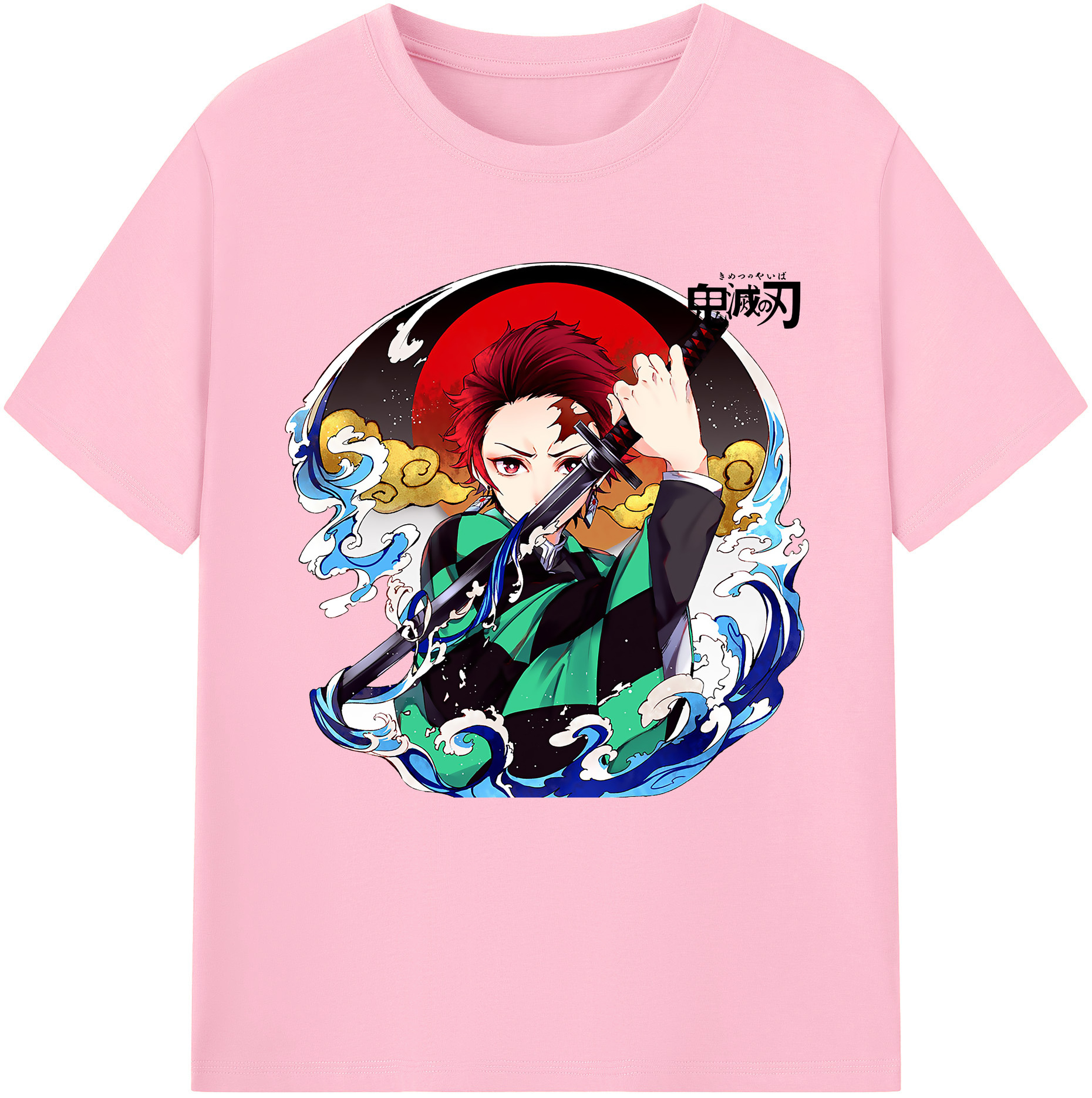 （画像用） 鬼滅の刃 竈門 炭治郎／かまど たんじろう Kamado Tanjirou 綿100％半袖Tシャツ（フロントプリント）