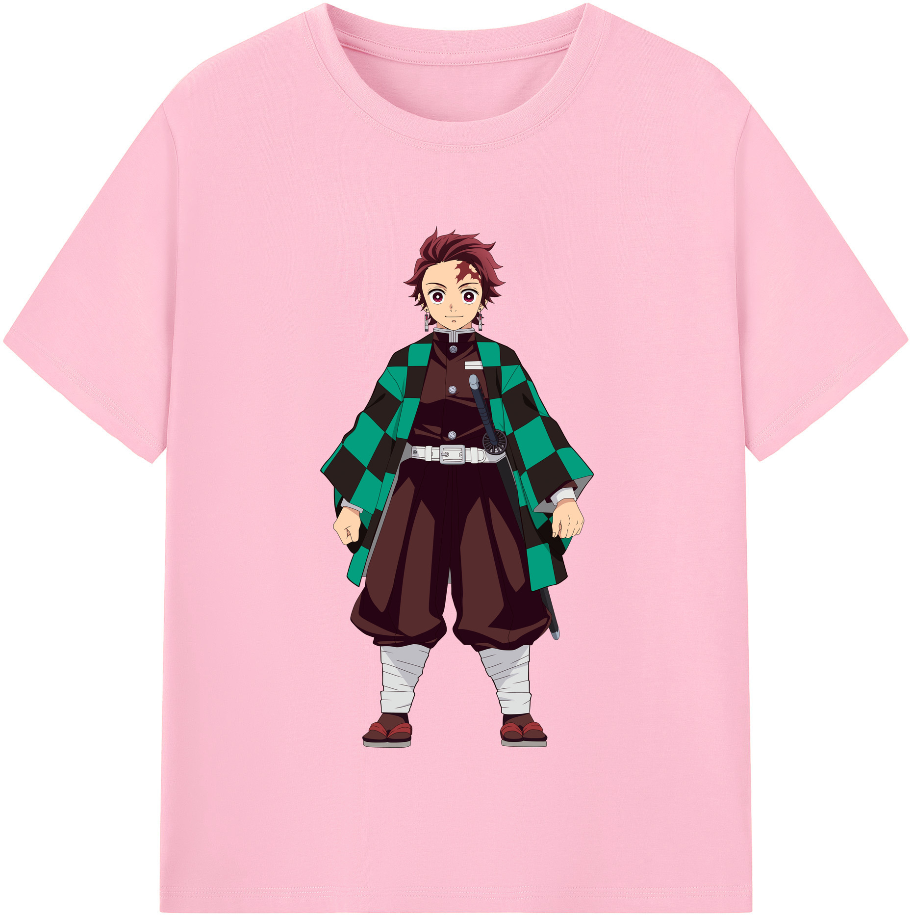 （画像用） 鬼滅の刃 竈門 炭治郎／かまど たんじろう Kamado Tanjirou 綿100％半袖Tシャツ（フロントプリント）
