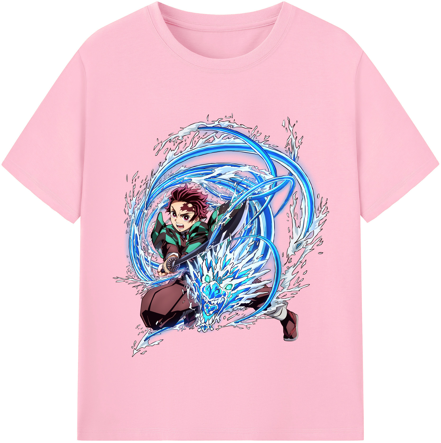 （画像用） 鬼滅の刃 竈門 炭治郎／かまど たんじろう Kamado Tanjirou 綿100％半袖Tシャツ（フロントプリント）