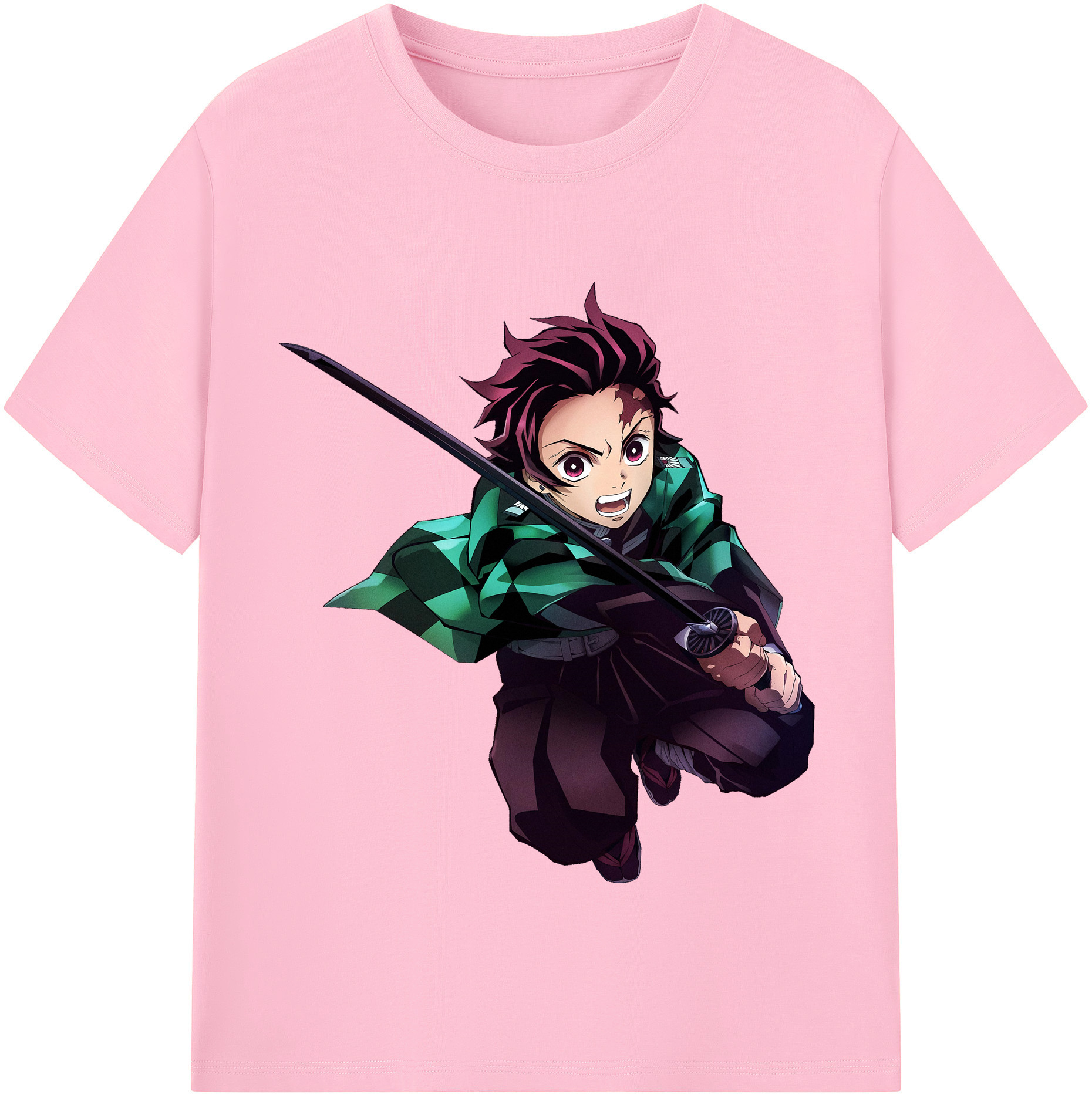（画像用） 鬼滅の刃 竈門 炭治郎／かまど たんじろう Kamado Tanjirou 綿100％半袖Tシャツ（フロントプリント）