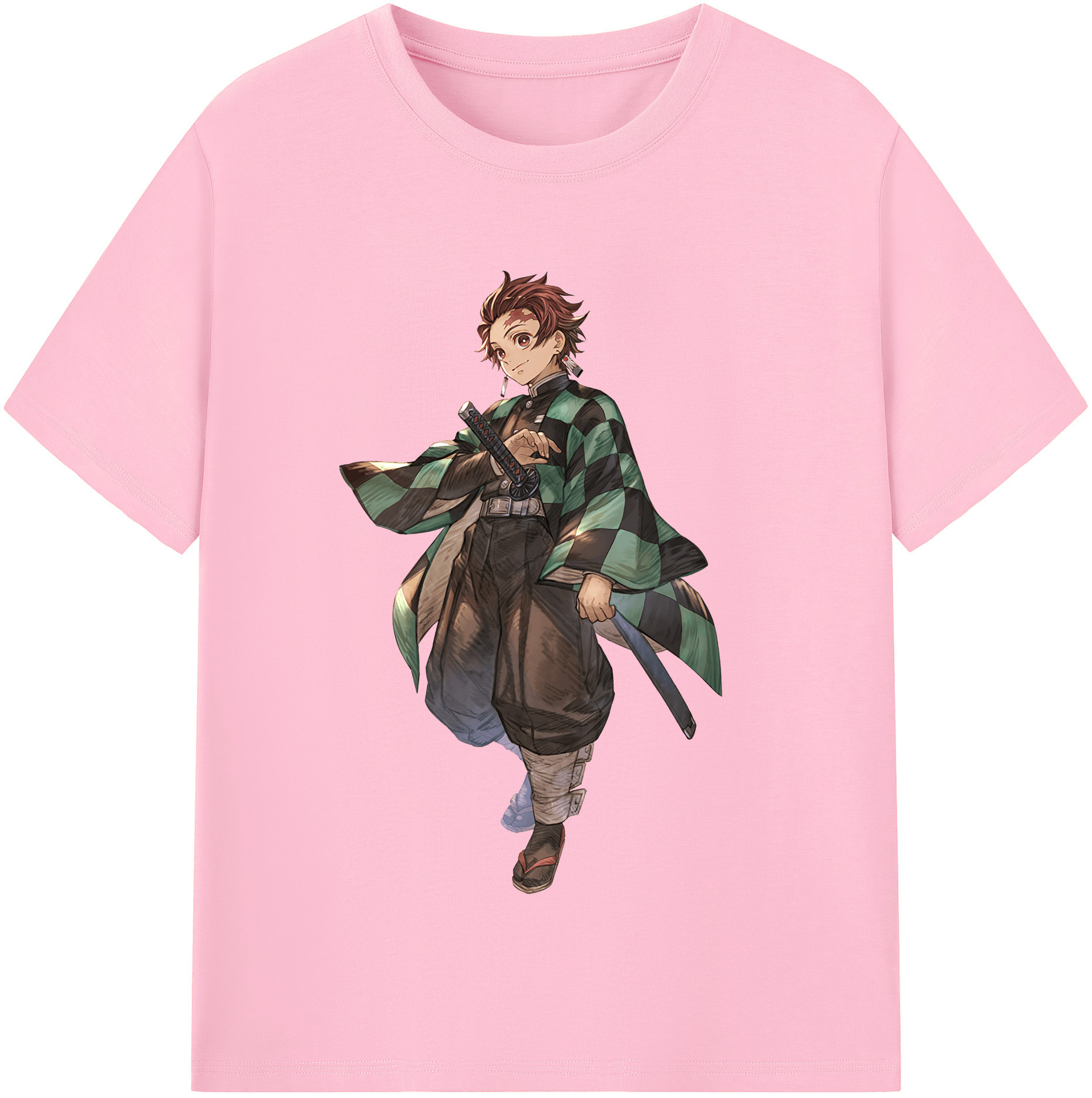（画像用） 鬼滅の刃 竈門 炭治郎／かまど たんじろう Kamado Tanjirou 綿100％半袖Tシャツ（フロントプリント）