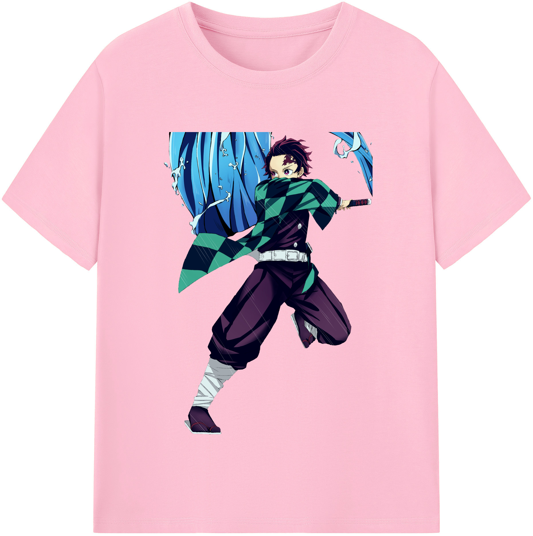 （画像用） 鬼滅の刃 竈門 炭治郎／かまど たんじろう Kamado Tanjirou 綿100％半袖Tシャツ（フロントプリント）
