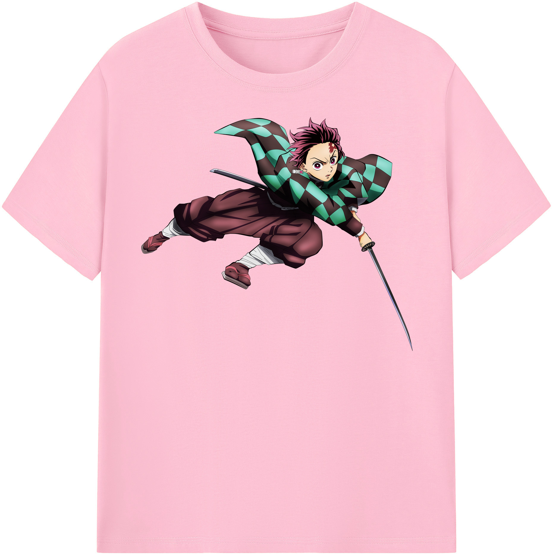 （画像用） 鬼滅の刃 竈門 炭治郎／かまど たんじろう Kamado Tanjirou 綿100％半袖Tシャツ（フロントプリント）