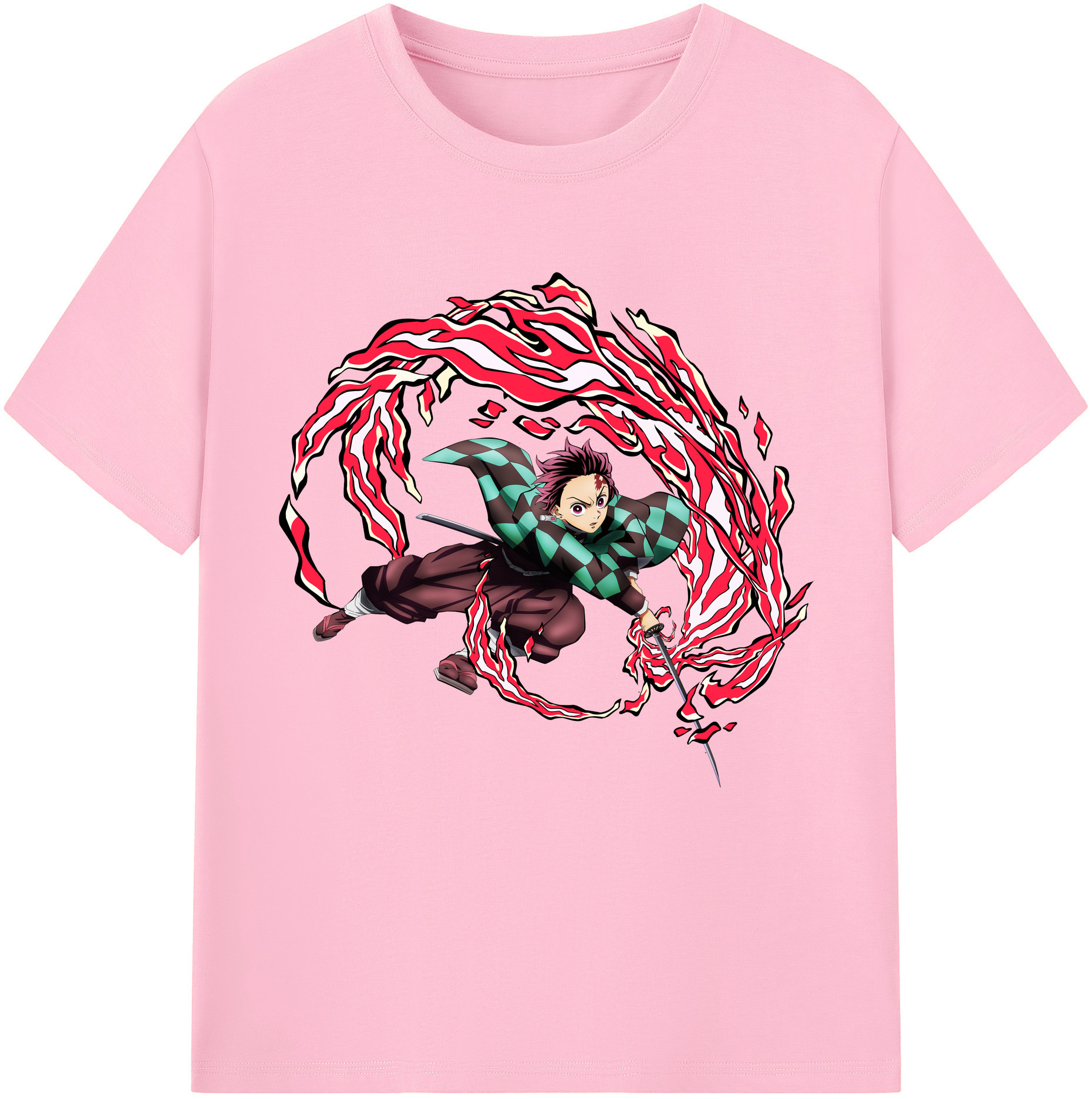 （画像用） 鬼滅の刃 竈門 炭治郎／かまど たんじろう Kamado Tanjirou 綿100％半袖Tシャツ（フロントプリント）
