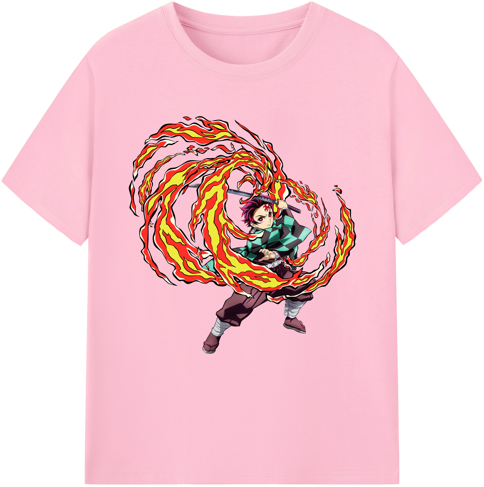 （画像用） 鬼滅の刃 竈門 炭治郎／かまど たんじろう Kamado Tanjirou 綿100％半袖Tシャツ（フロントプリント）