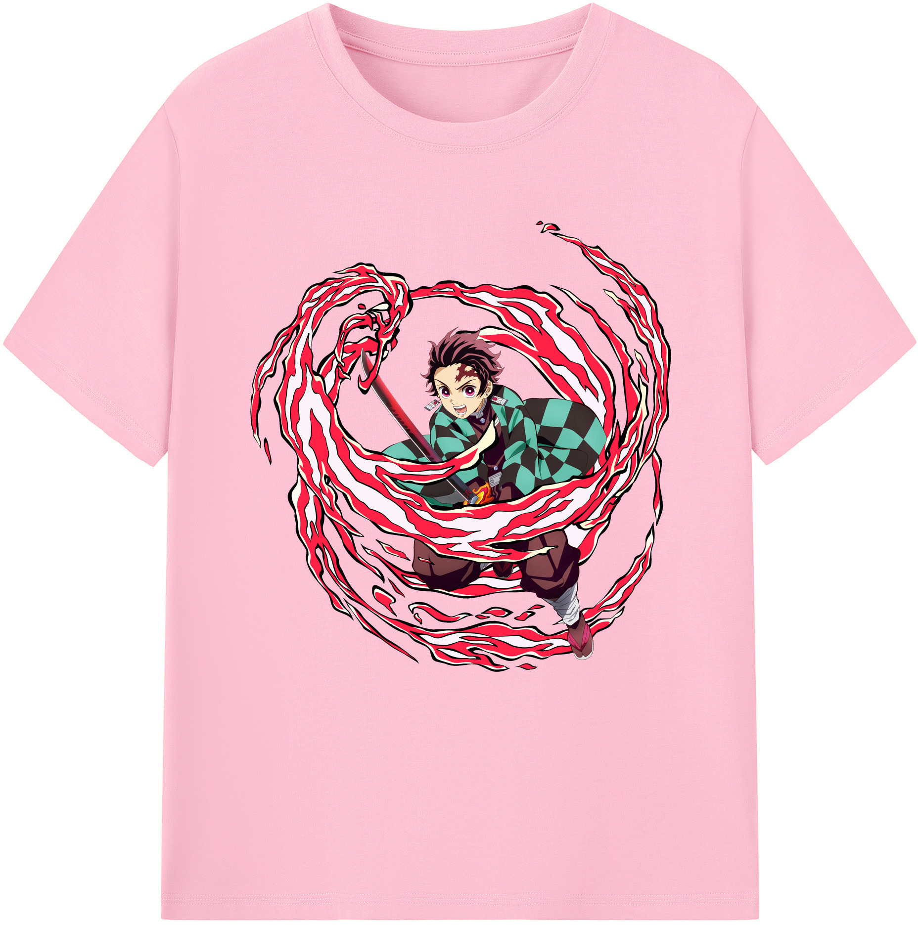 （画像用） 鬼滅の刃 竈門 炭治郎／かまど たんじろう Kamado Tanjirou 綿100％半袖Tシャツ（フロントプリント）