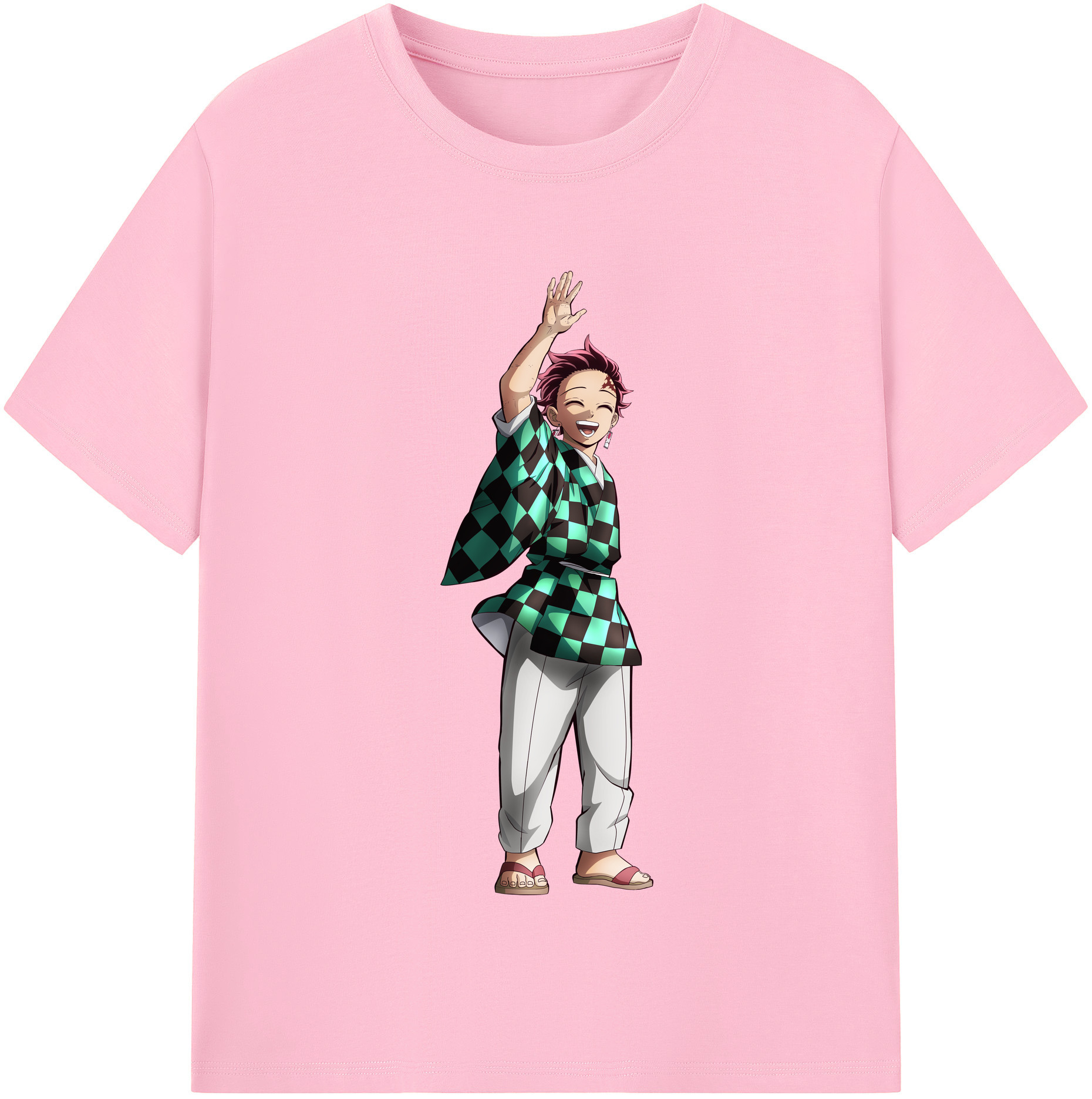 （画像用） 鬼滅の刃 竈門 炭治郎／かまど たんじろう Kamado Tanjirou 綿100％半袖Tシャツ（フロントプリント）