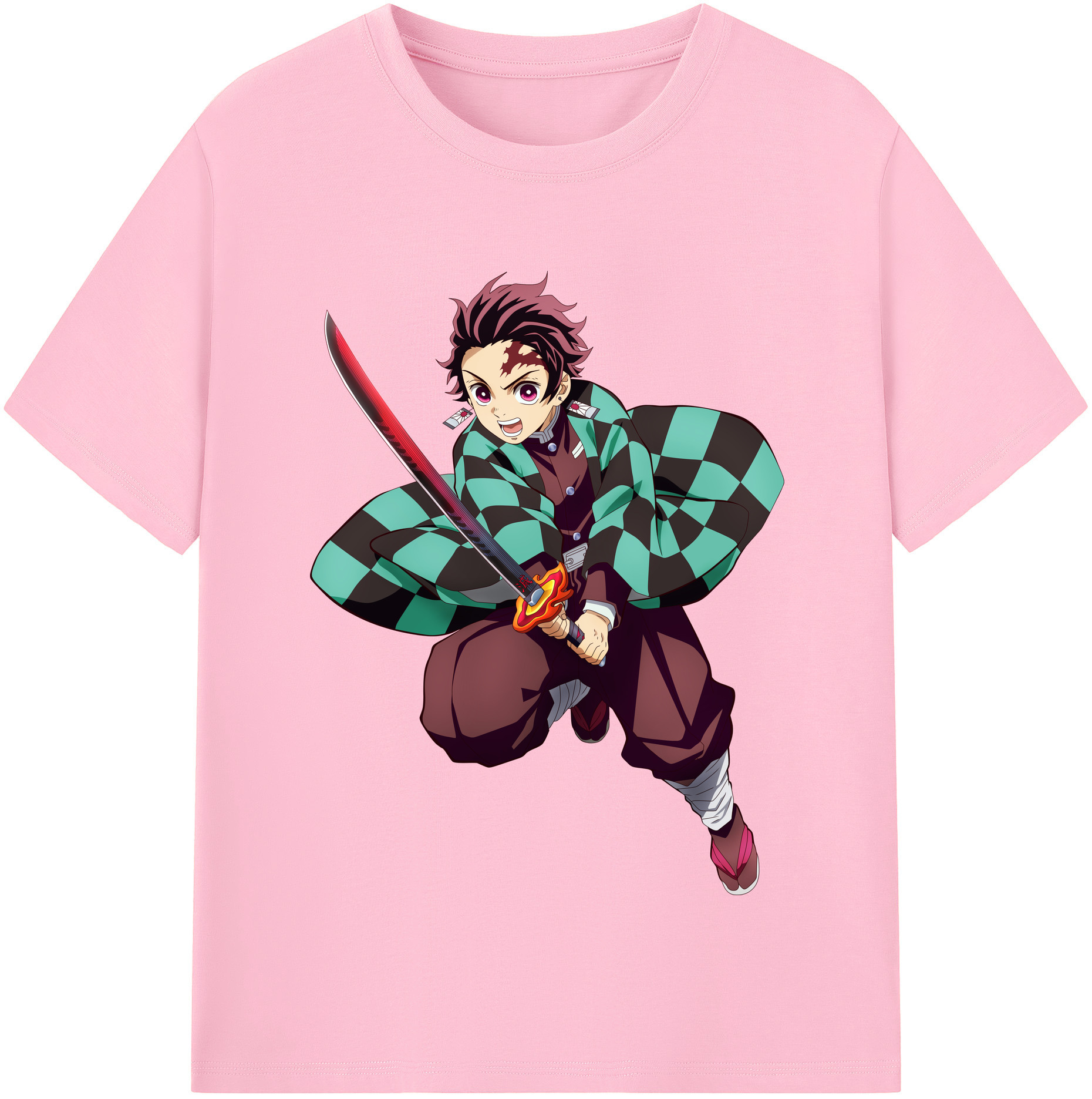 （画像用） 鬼滅の刃 竈門 炭治郎／かまど たんじろう Kamado Tanjirou 綿100％半袖Tシャツ（フロントプリント）
