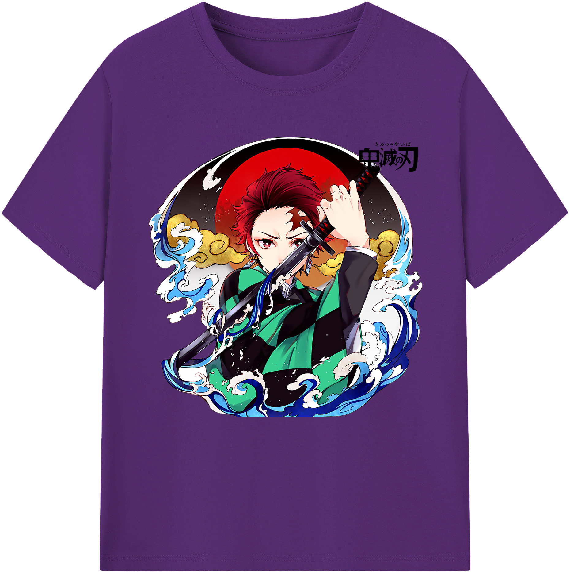 （画像用） 鬼滅の刃 竈門 炭治郎／かまど たんじろう Kamado Tanjirou 綿100％半袖Tシャツ（フロントプリント）