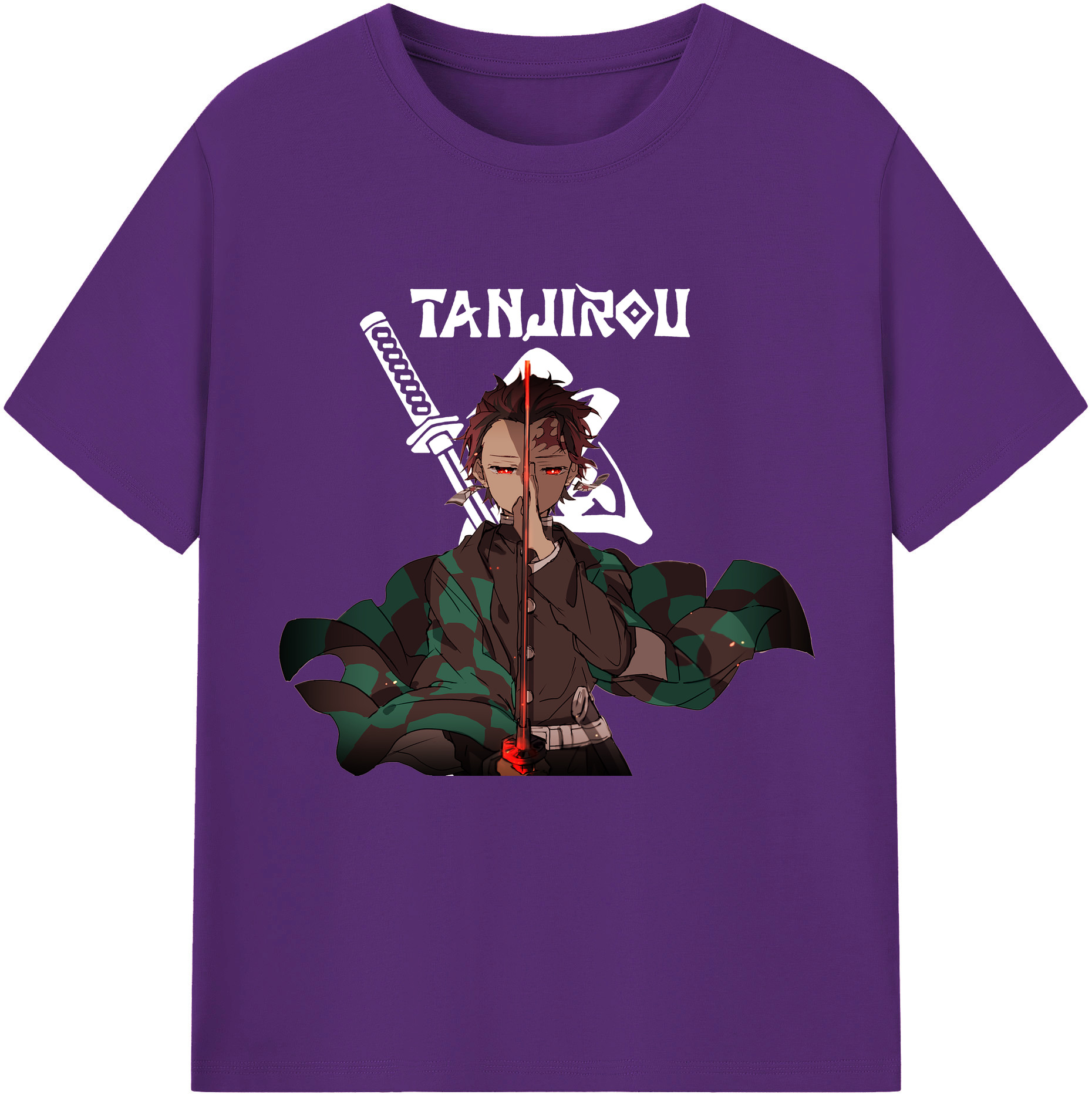 （画像用） 鬼滅の刃 竈門 炭治郎／かまど たんじろう Kamado Tanjirou 綿100％半袖Tシャツ（フロントプリント）