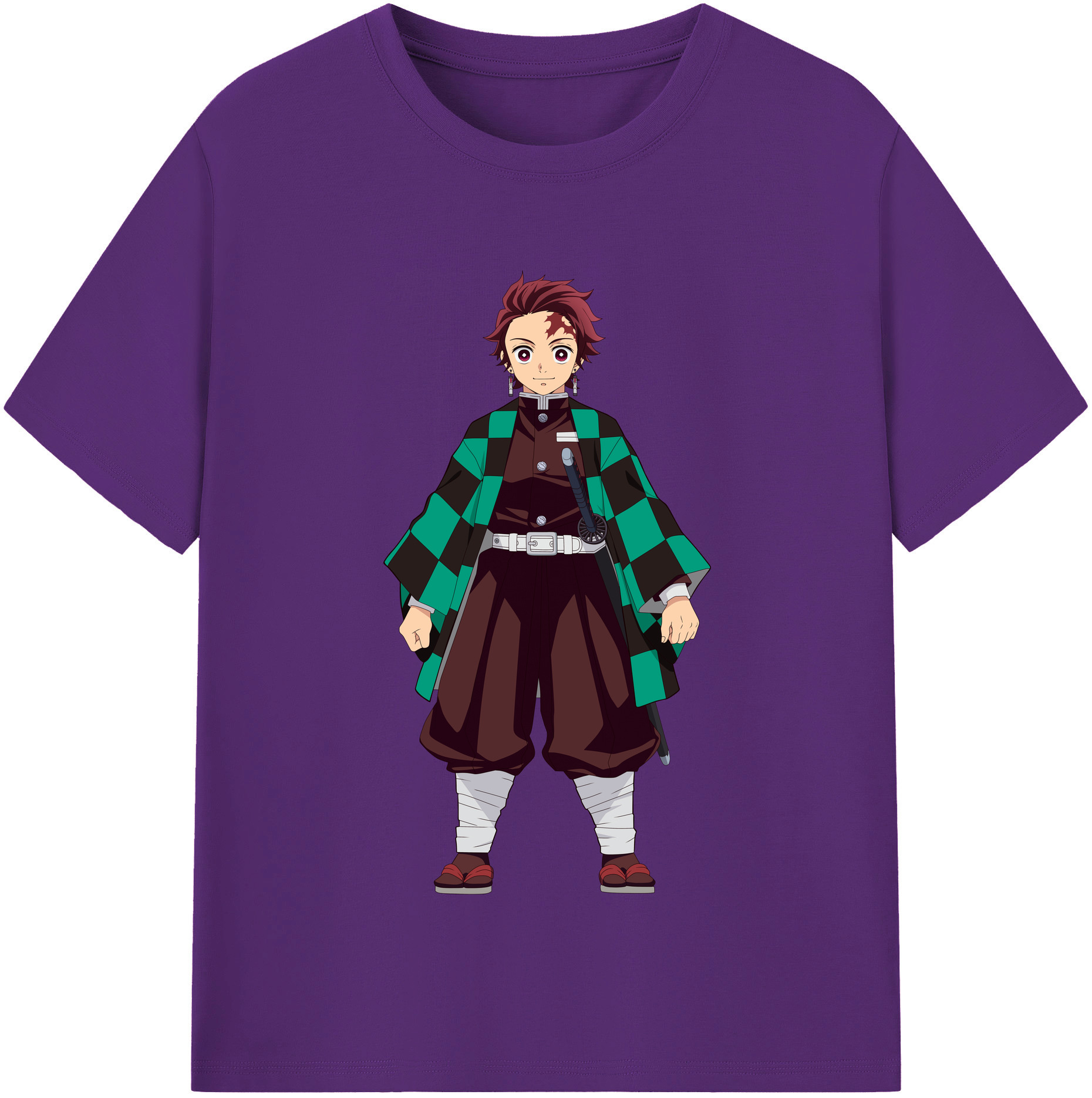 （画像用） 鬼滅の刃 竈門 炭治郎／かまど たんじろう Kamado Tanjirou 綿100％半袖Tシャツ（フロントプリント）