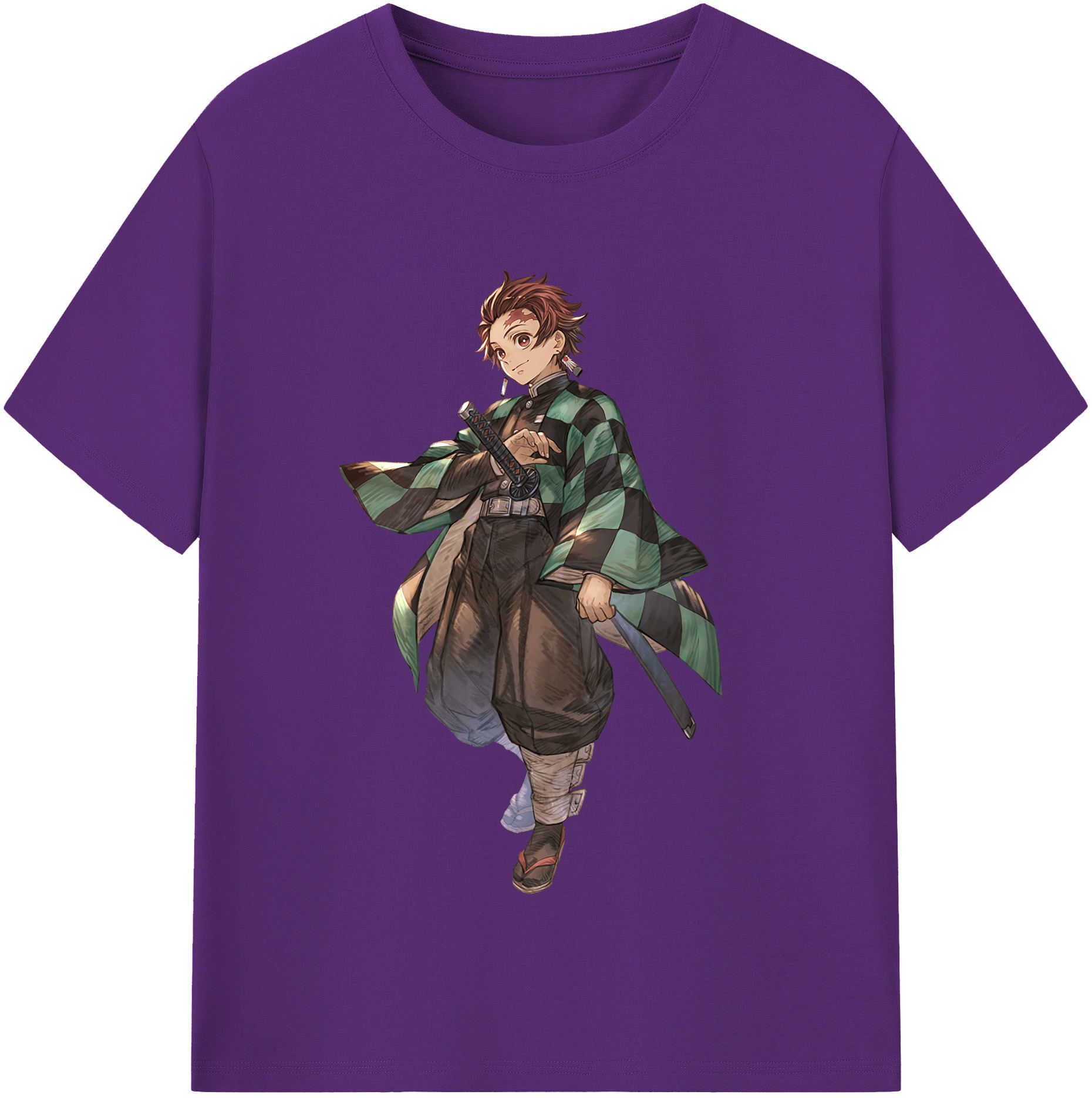 （画像用） 鬼滅の刃 竈門 炭治郎／かまど たんじろう Kamado Tanjirou 綿100％半袖Tシャツ（フロントプリント）