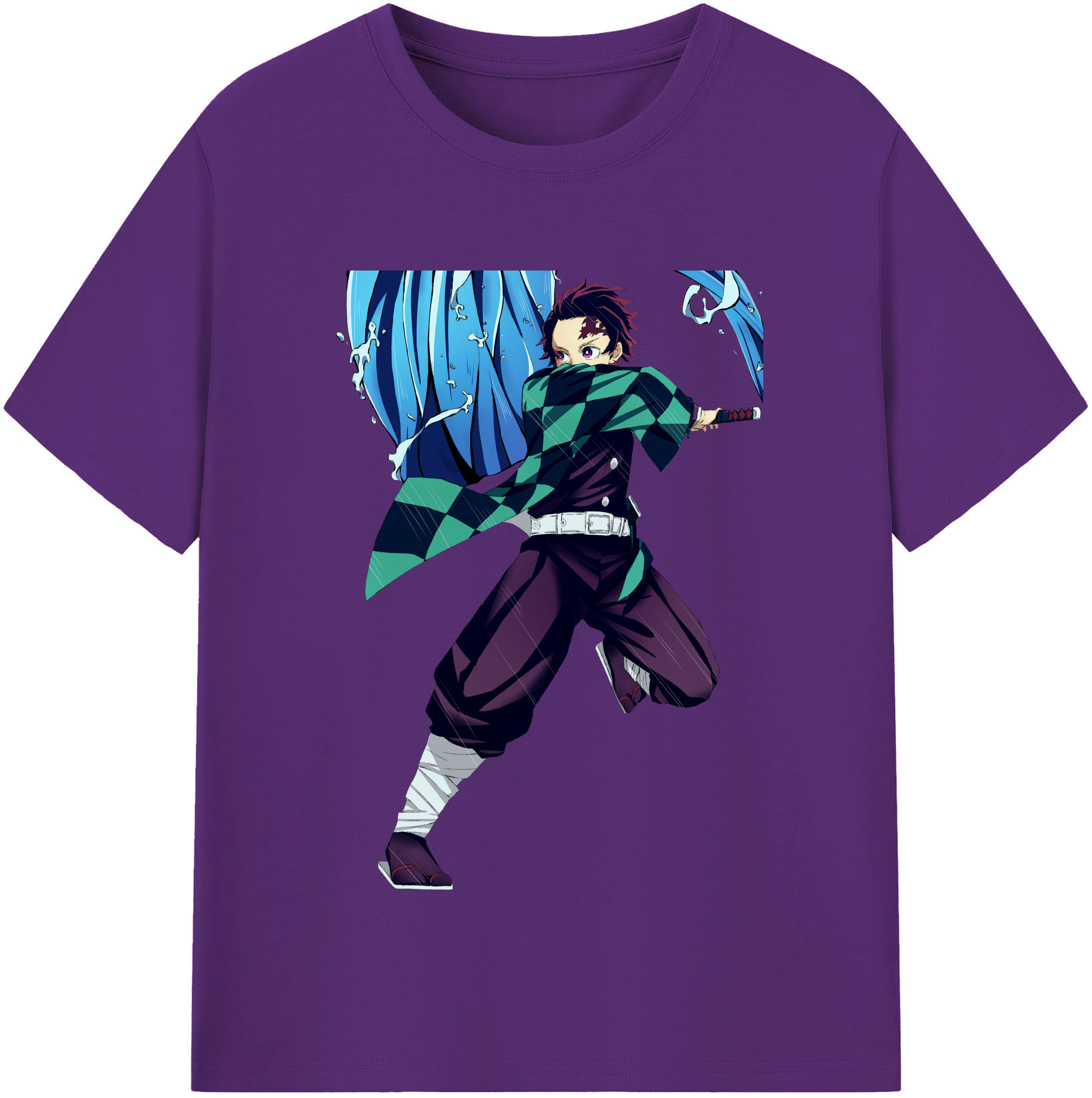 （画像用） 鬼滅の刃 竈門 炭治郎／かまど たんじろう Kamado Tanjirou 綿100％半袖Tシャツ（フロントプリント）