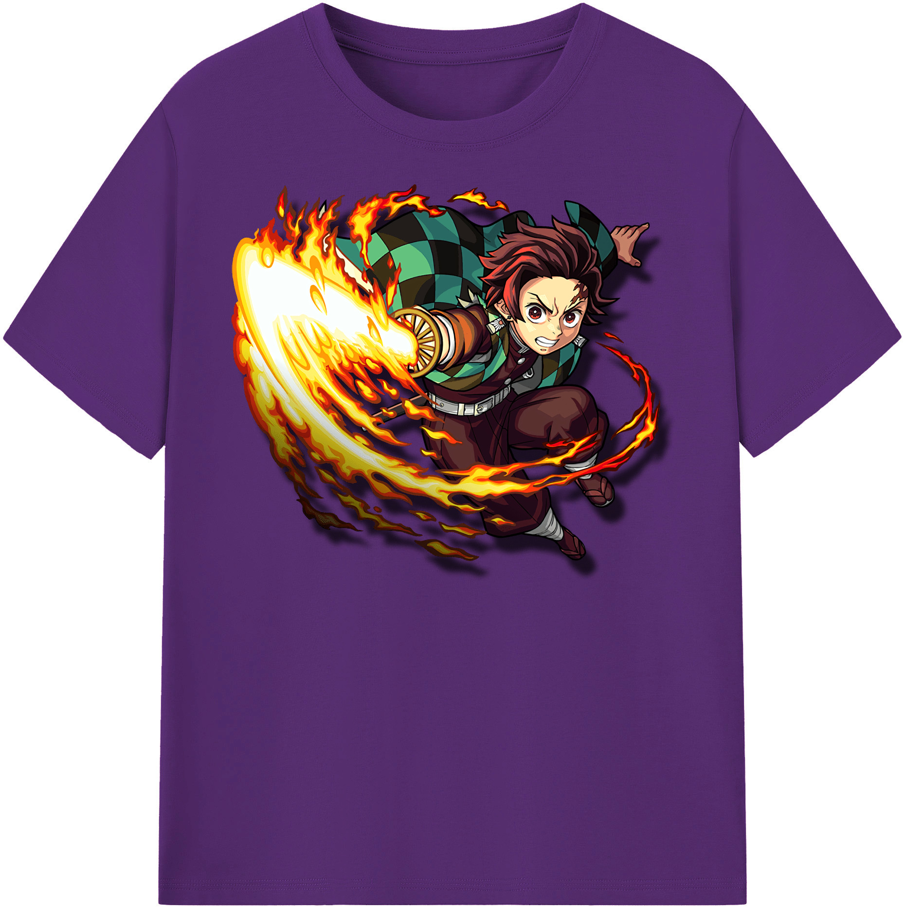 （画像用） 鬼滅の刃 竈門 炭治郎／かまど たんじろう Kamado Tanjirou 綿100％半袖Tシャツ（フロントプリント）