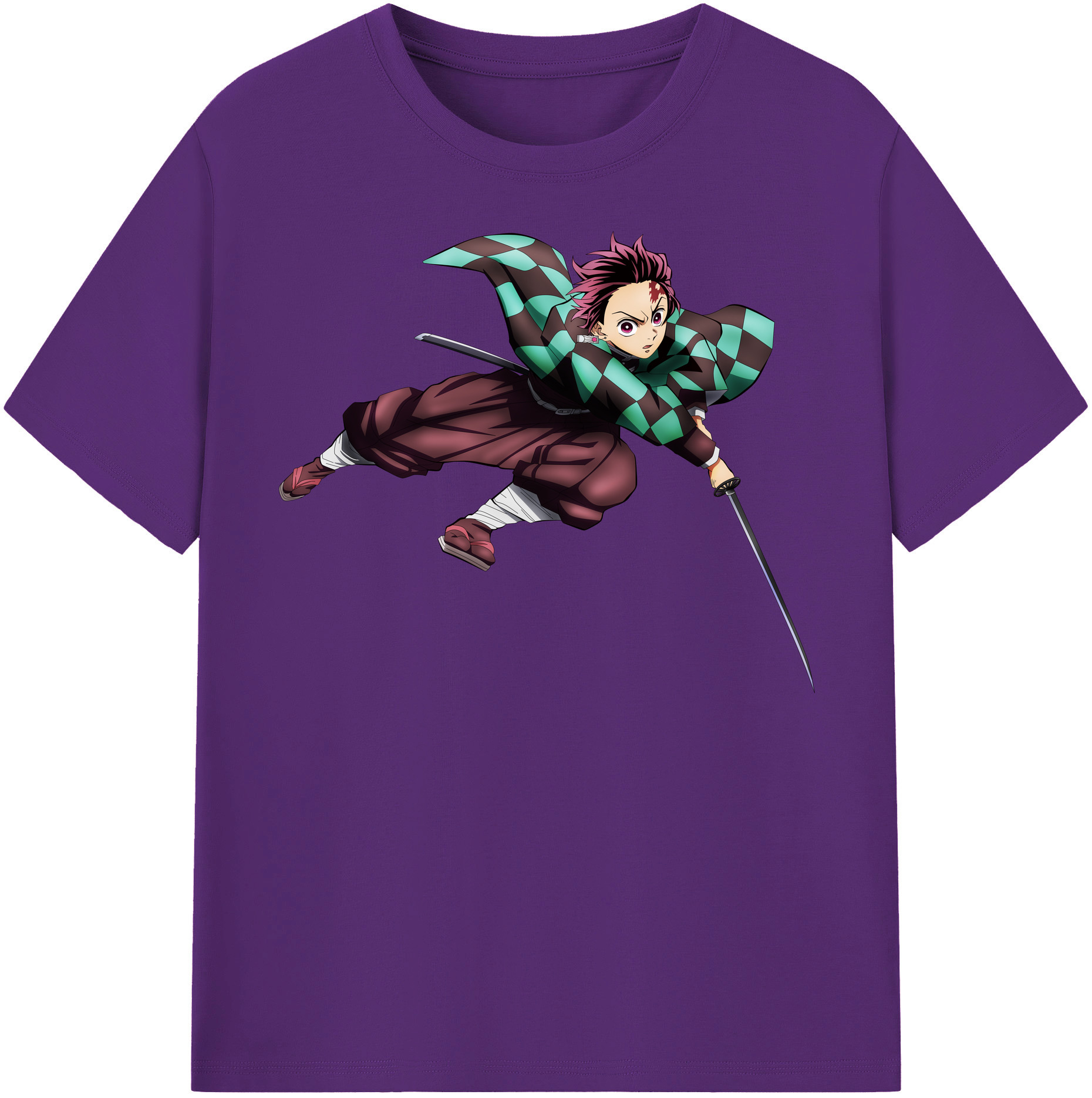 （画像用） 鬼滅の刃 竈門 炭治郎／かまど たんじろう Kamado Tanjirou 綿100％半袖Tシャツ（フロントプリント）