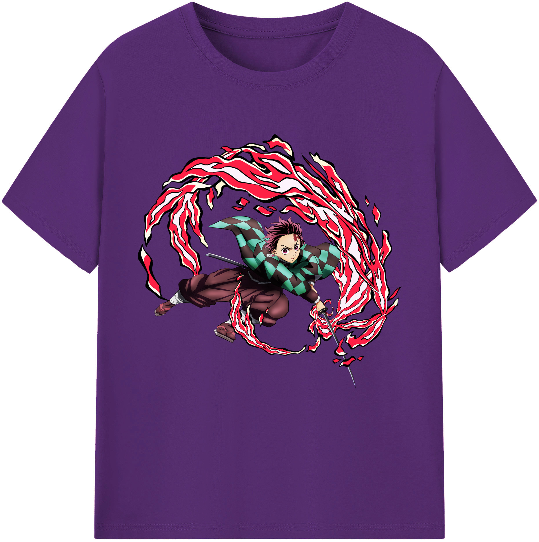（画像用） 鬼滅の刃 竈門 炭治郎／かまど たんじろう Kamado Tanjirou 綿100％半袖Tシャツ（フロントプリント）