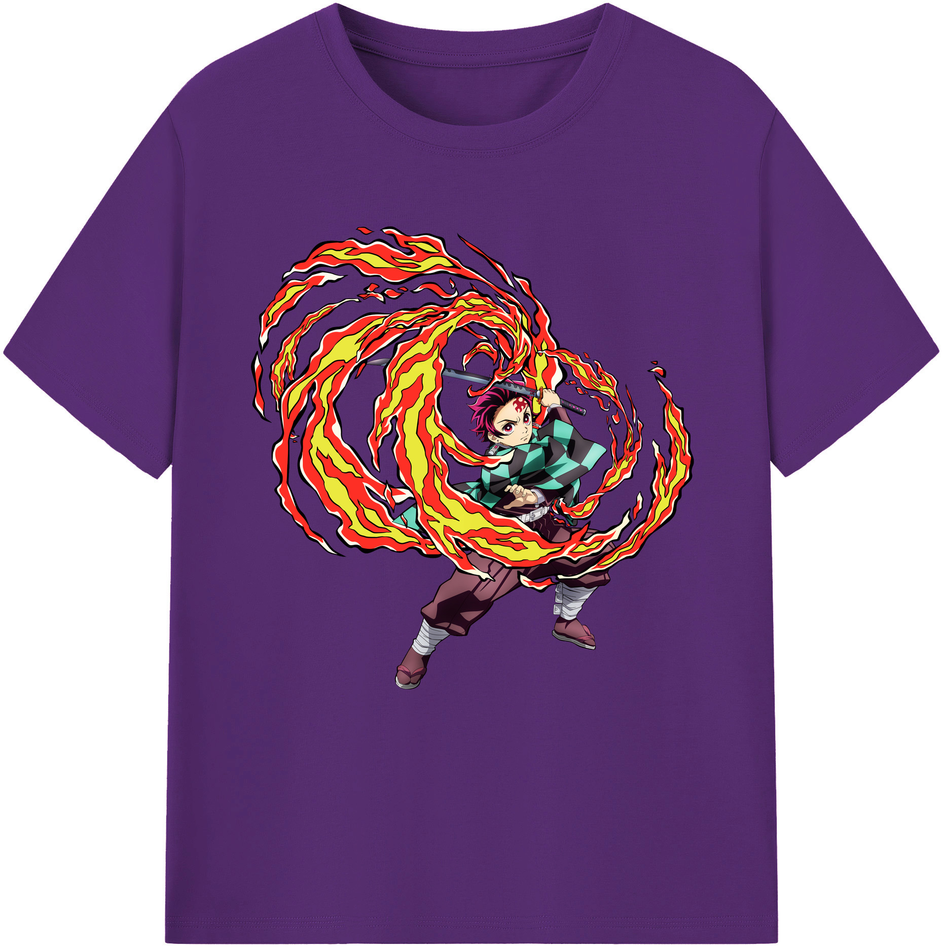 （画像用） 鬼滅の刃 竈門 炭治郎／かまど たんじろう Kamado Tanjirou 綿100％半袖Tシャツ（フロントプリント）