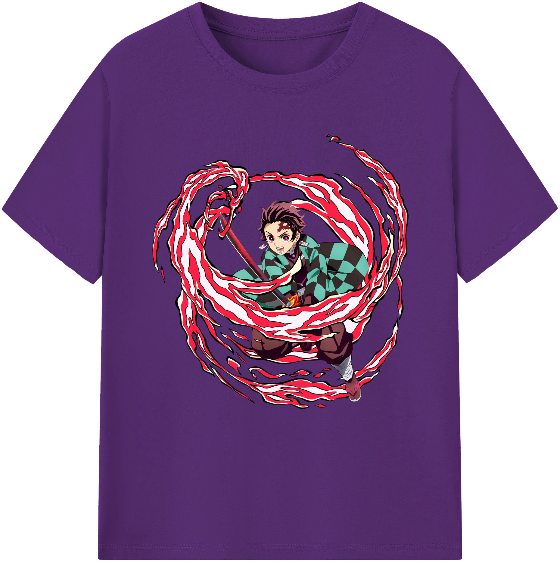 （画像用） 鬼滅の刃 竈門 炭治郎／かまど たんじろう Kamado Tanjirou 綿100％半袖Tシャツ（フロントプリント）