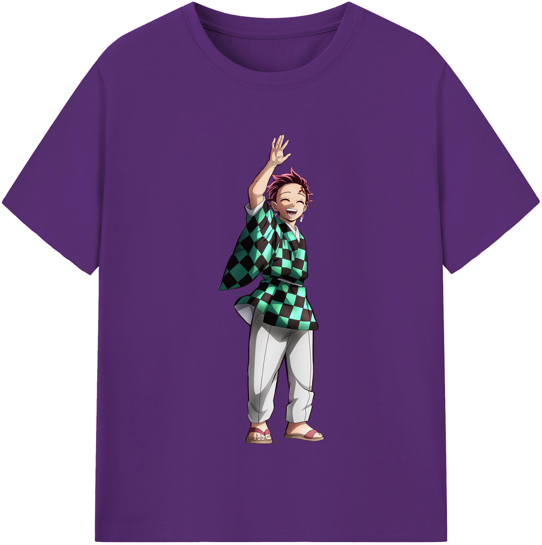 （画像用） 鬼滅の刃 竈門 炭治郎／かまど たんじろう Kamado Tanjirou 綿100％半袖Tシャツ（フロントプリント）