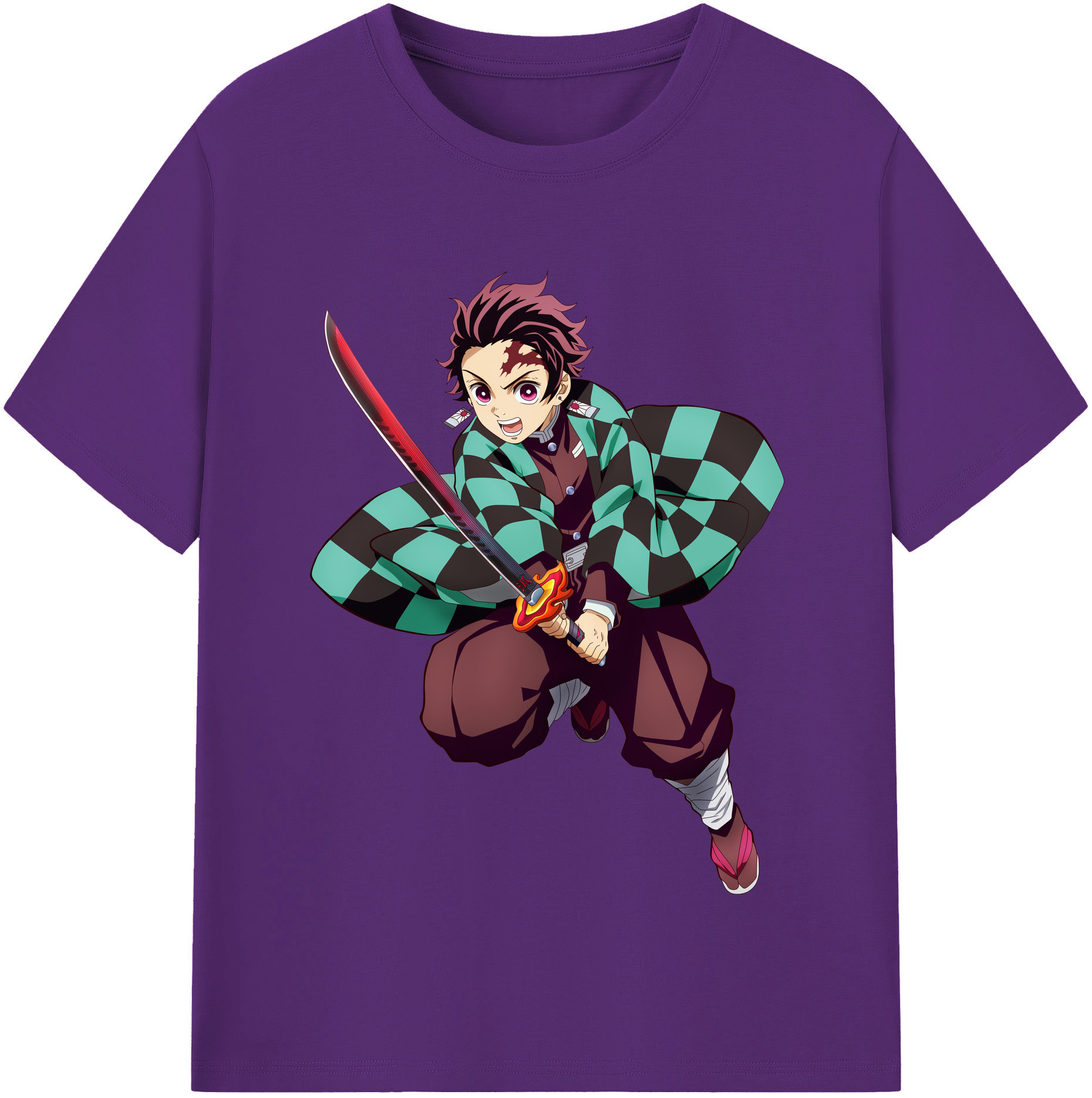 （画像用） 鬼滅の刃 竈門 炭治郎／かまど たんじろう Kamado Tanjirou 綿100％半袖Tシャツ（フロントプリント）