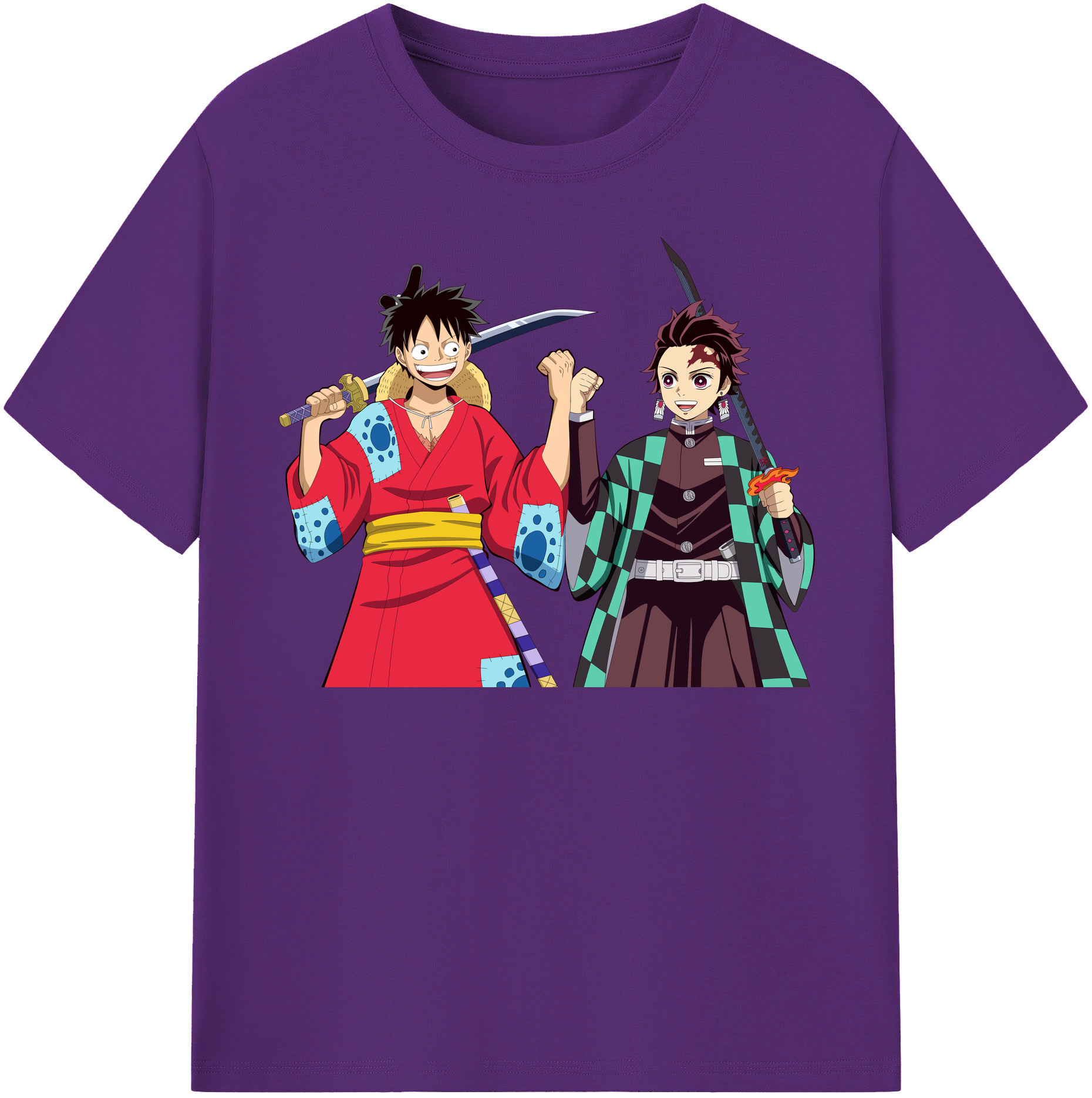（画像用） 鬼滅の刃 竈門 炭治郎／かまど たんじろう Kamado Tanjirou 綿100％半袖Tシャツ（フロントプリント）