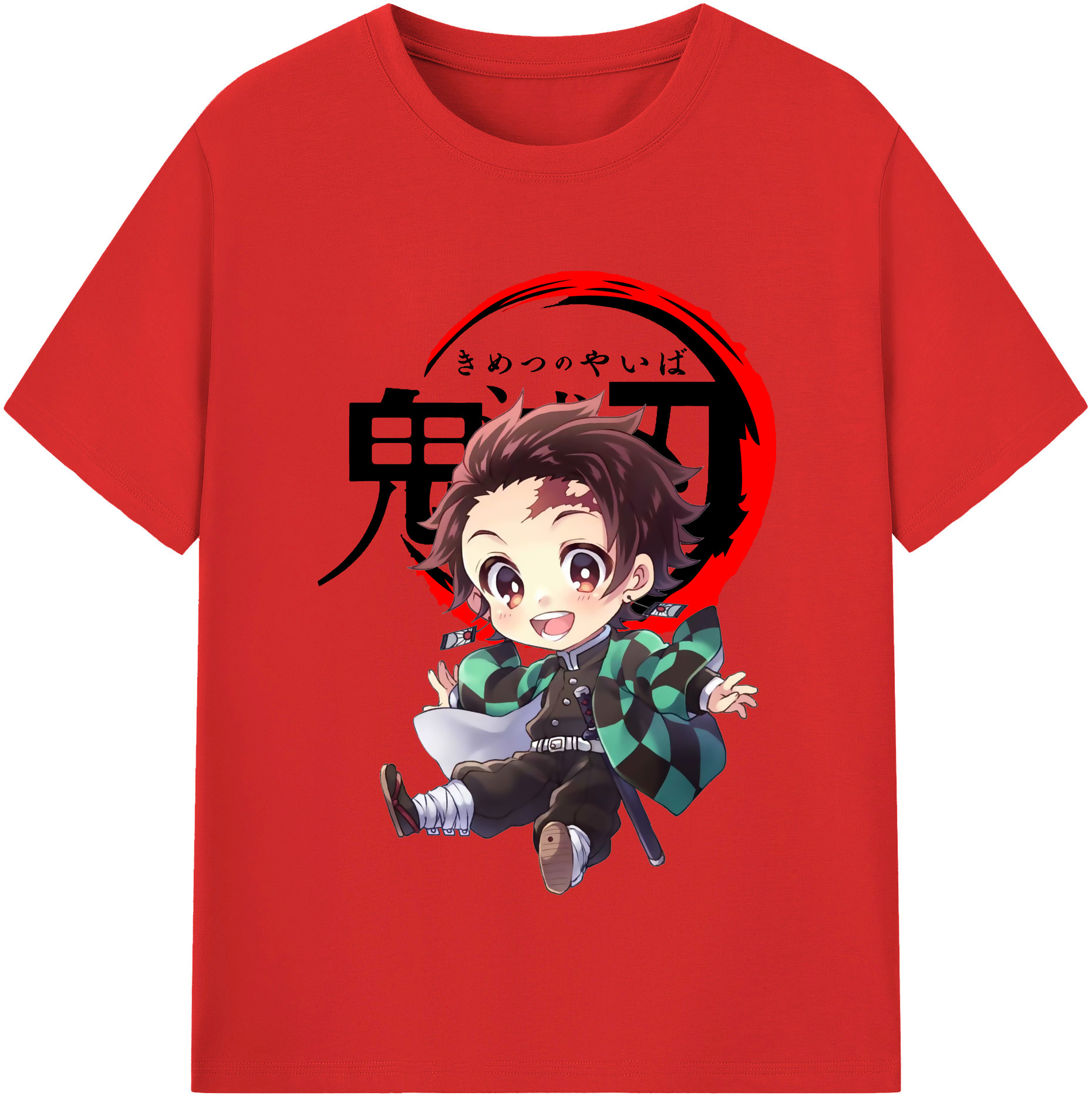 （画像用） 鬼滅の刃 竈門 炭治郎／かまど たんじろう Kamado Tanjirou 綿100％半袖Tシャツ（フロントプリント）