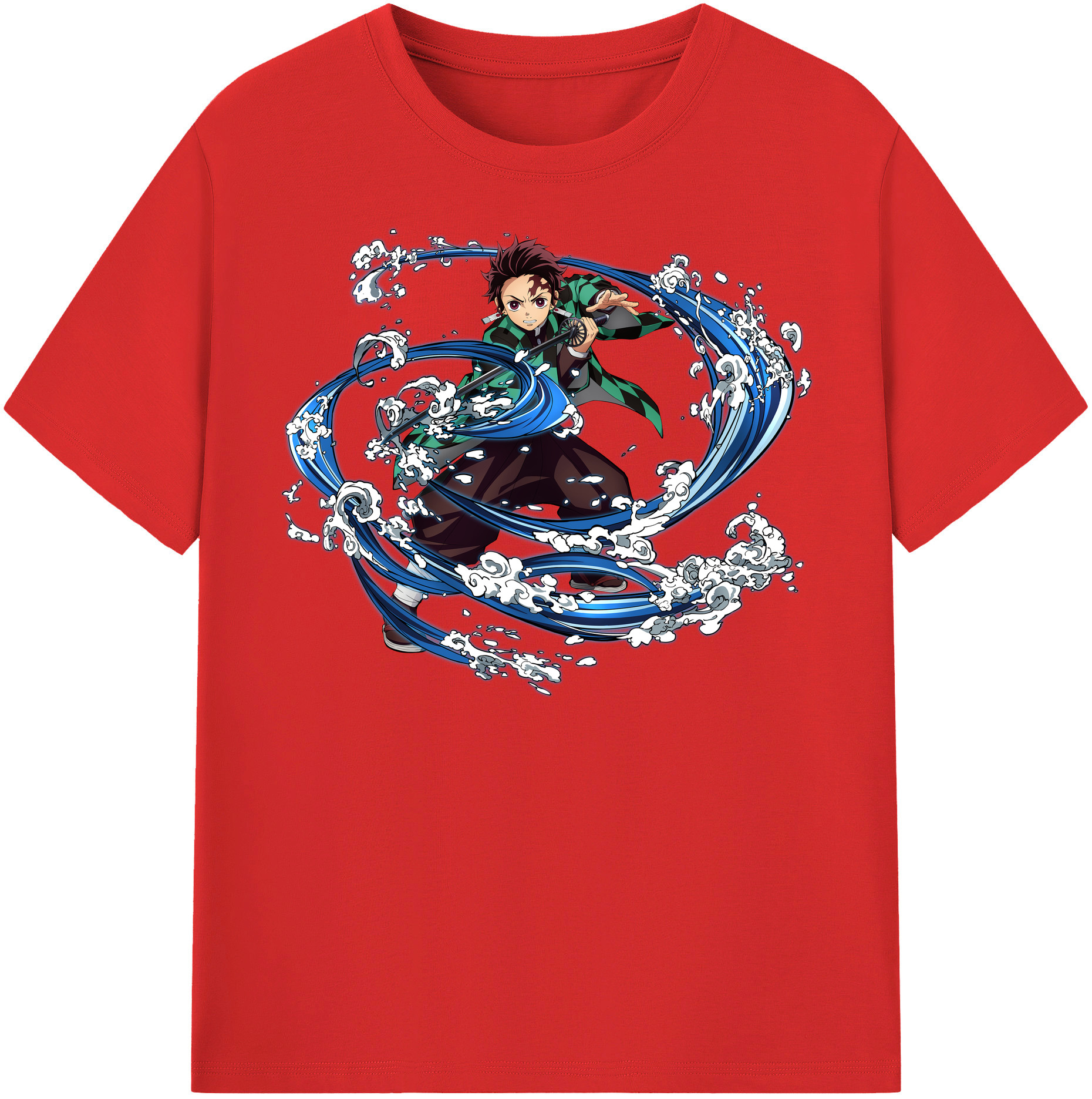 （画像用） 鬼滅の刃 竈門 炭治郎／かまど たんじろう Kamado Tanjirou 綿100％半袖Tシャツ（フロントプリント）