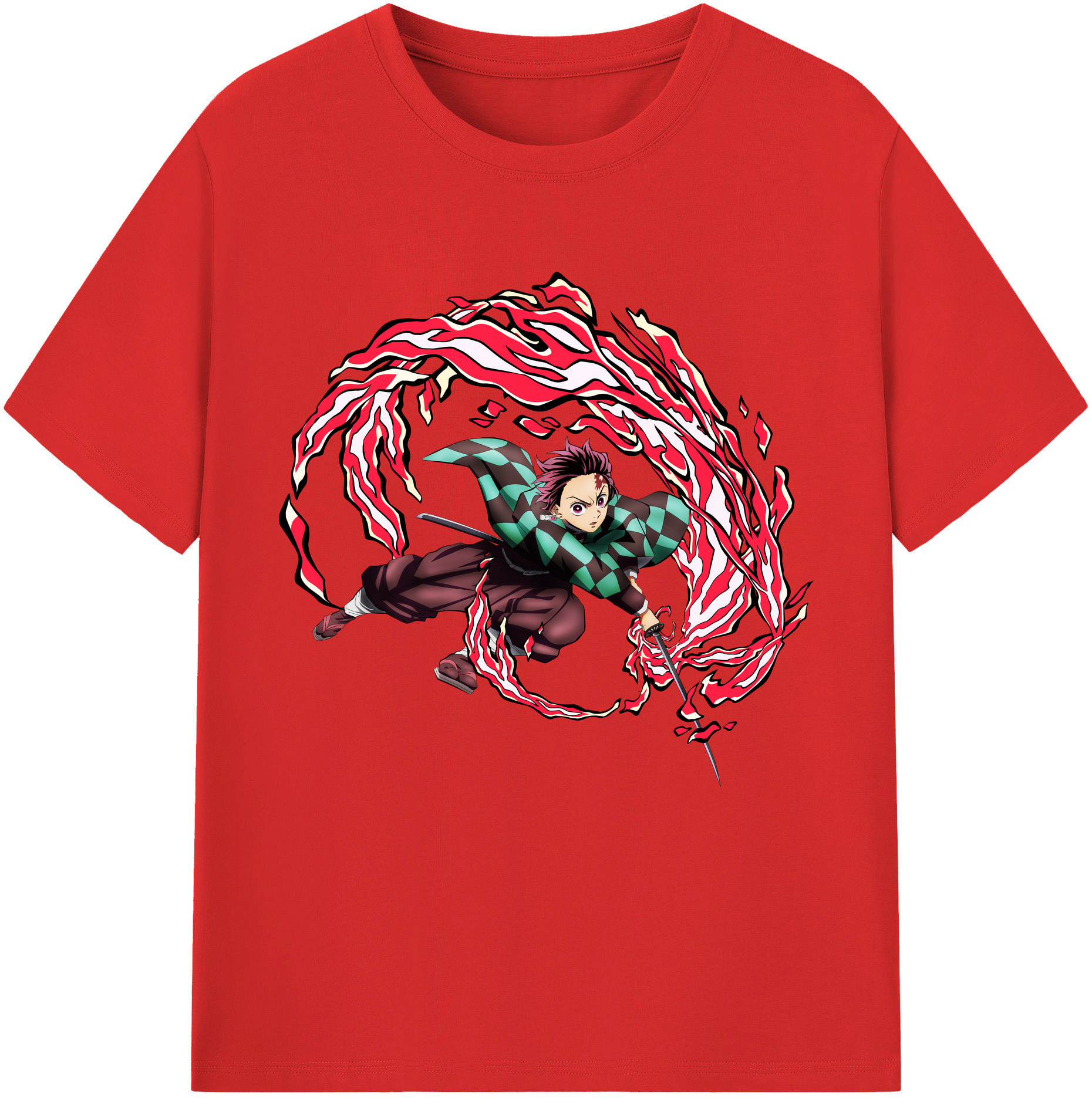 （画像用） 鬼滅の刃 竈門 炭治郎／かまど たんじろう Kamado Tanjirou 綿100％半袖Tシャツ（フロントプリント）