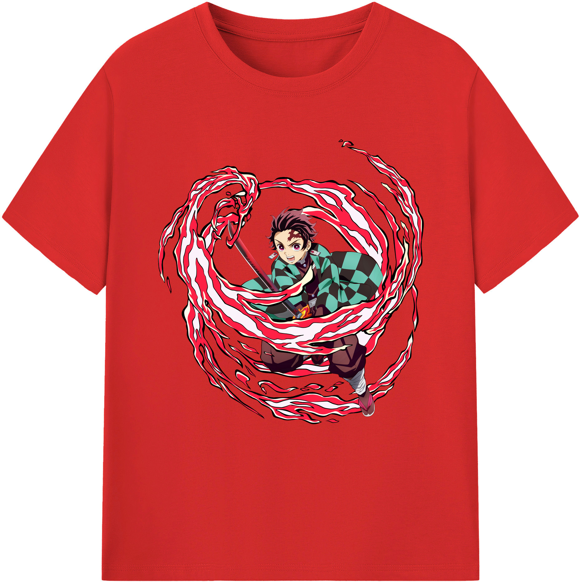 （画像用） 鬼滅の刃 竈門 炭治郎／かまど たんじろう Kamado Tanjirou 綿100％半袖Tシャツ（フロントプリント）