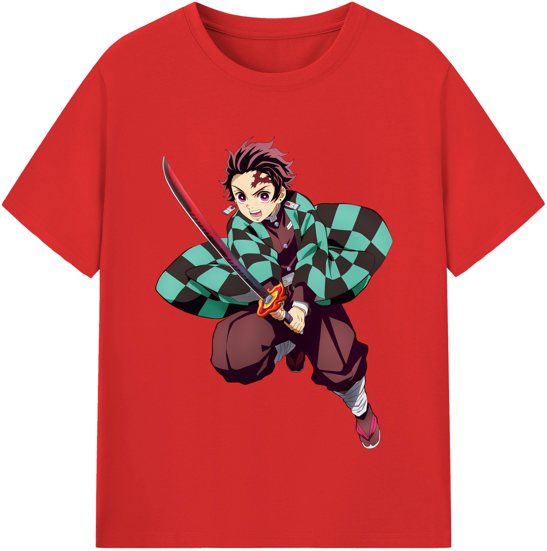 （画像用） 鬼滅の刃 竈門 炭治郎／かまど たんじろう Kamado Tanjirou 綿100％半袖Tシャツ（フロントプリント）