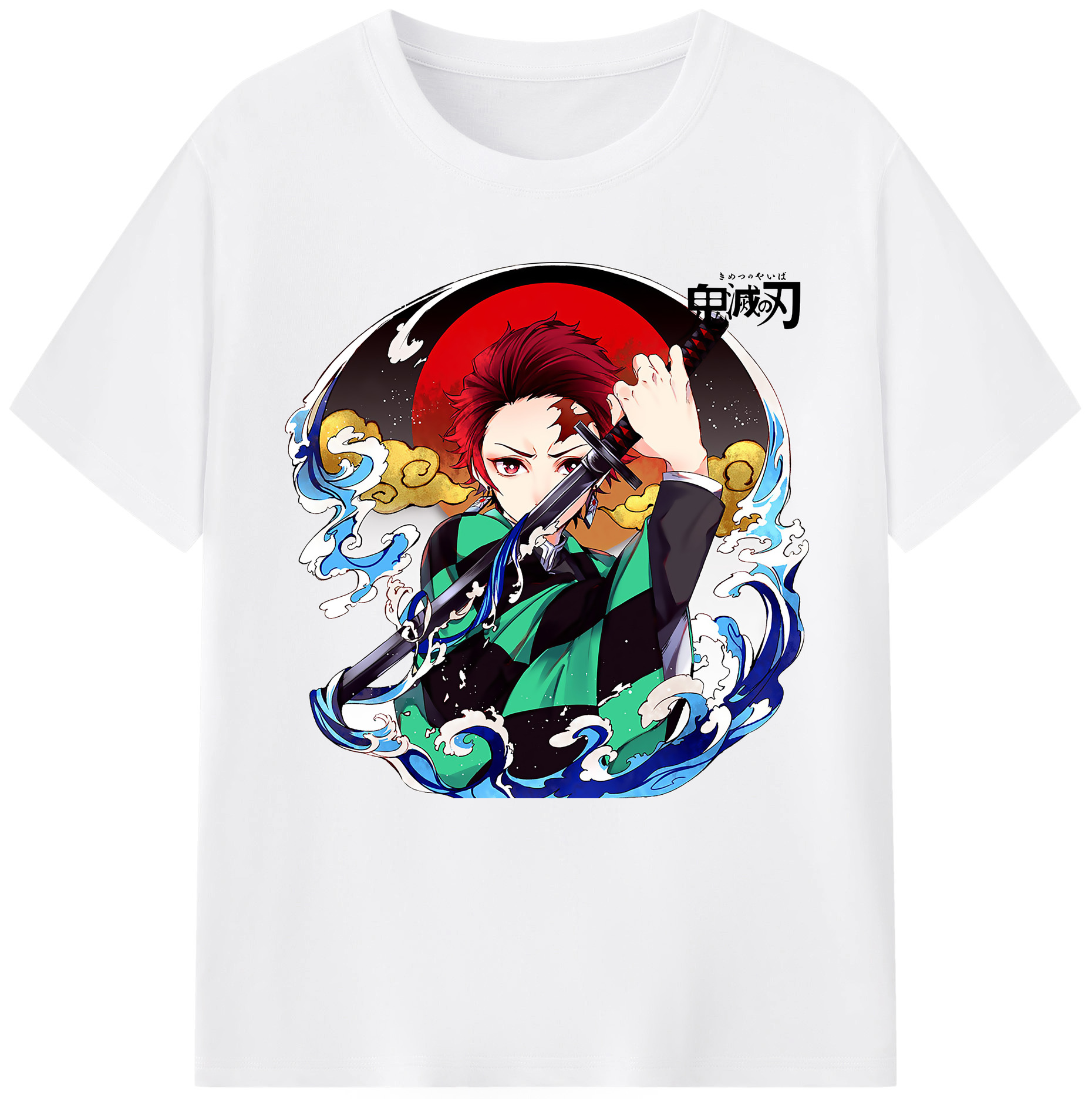 （画像用） 鬼滅の刃 竈門 炭治郎／かまど たんじろう Kamado Tanjirou 綿100％半袖Tシャツ（フロントプリント）