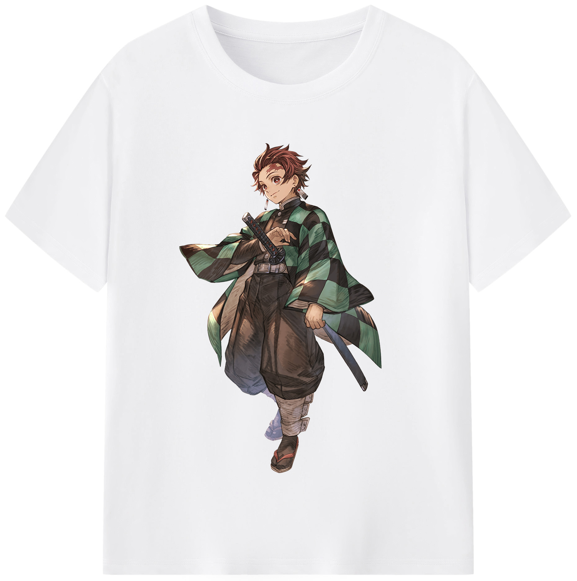 （画像用） 鬼滅の刃 竈門 炭治郎／かまど たんじろう Kamado Tanjirou 綿100％半袖Tシャツ（フロントプリント）
