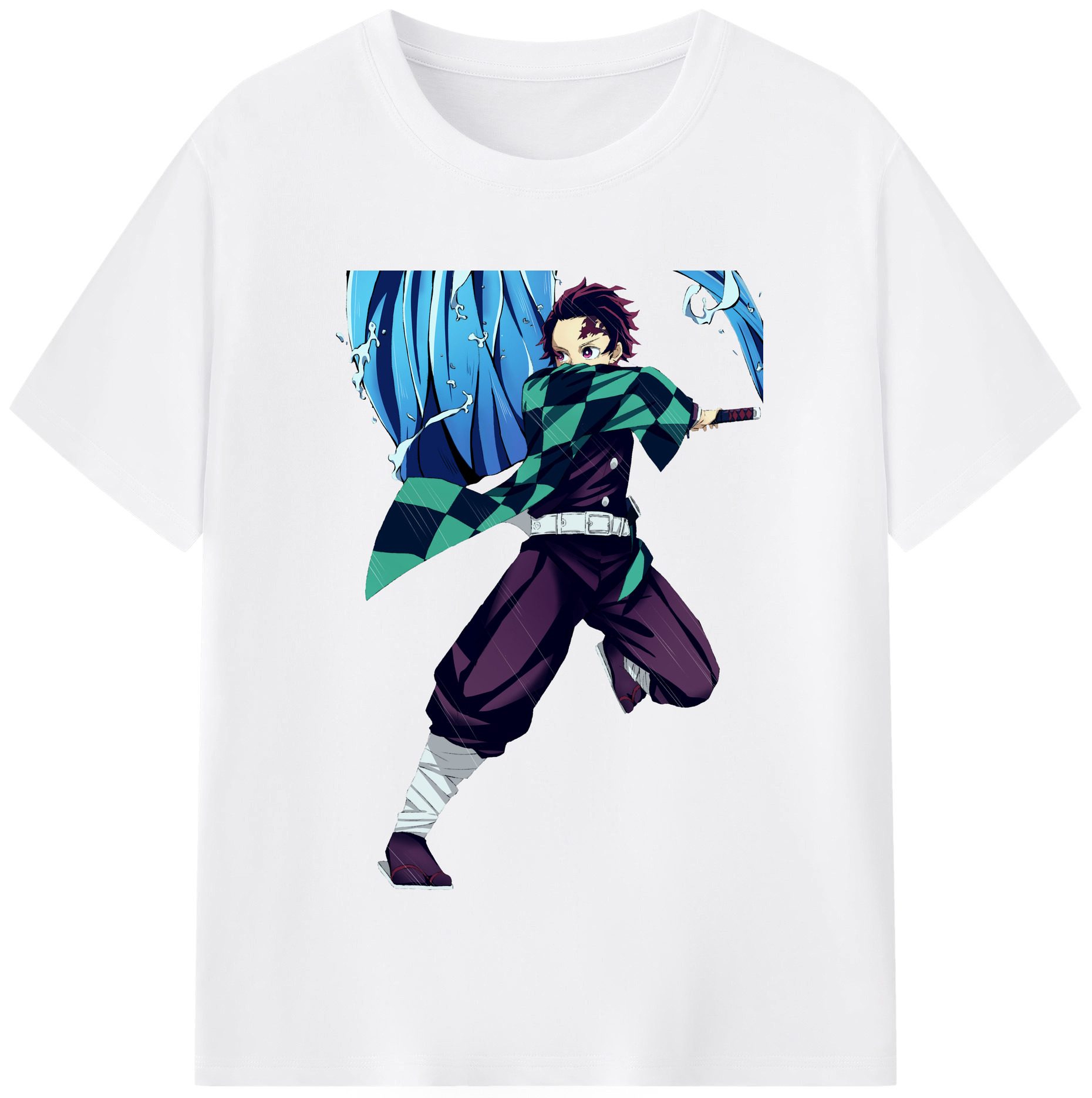 （画像用） 鬼滅の刃 竈門 炭治郎／かまど たんじろう Kamado Tanjirou 綿100％半袖Tシャツ（フロントプリント）