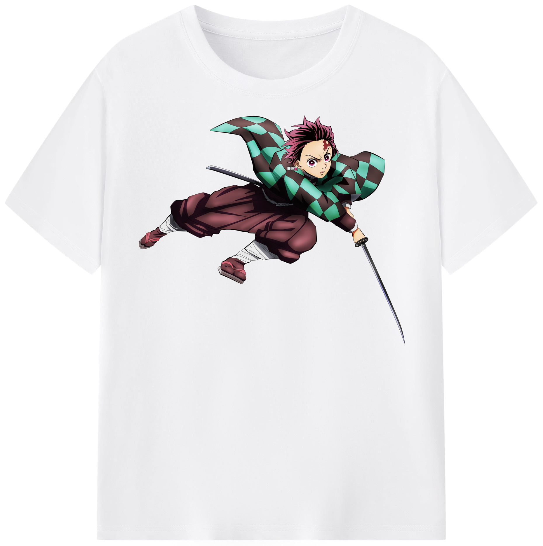 （画像用） 鬼滅の刃 竈門 炭治郎／かまど たんじろう Kamado Tanjirou 綿100％半袖Tシャツ（フロントプリント）